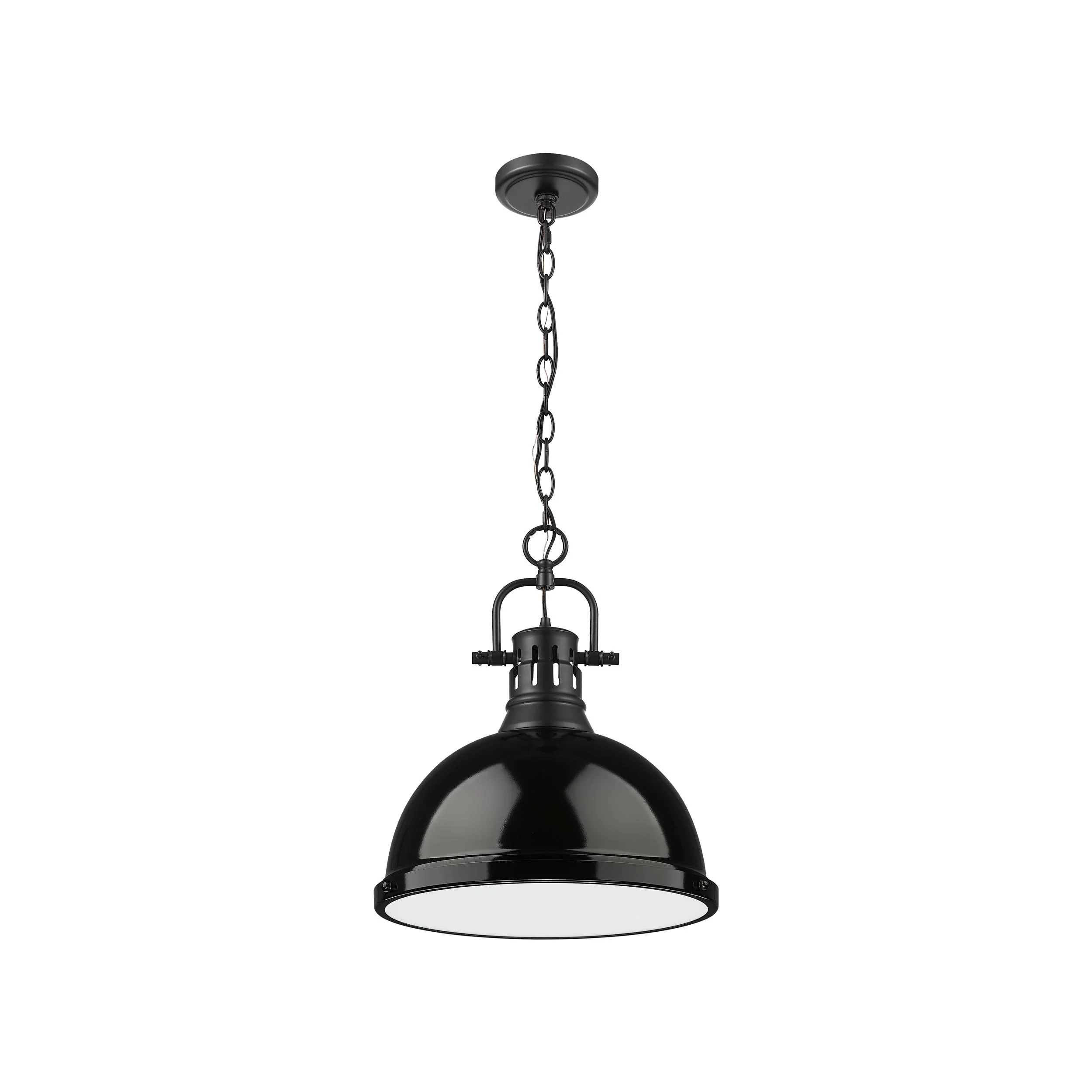 Duncan 1-light 14in Chain Hung Pendant in Matte Black and Black shade - Image 2