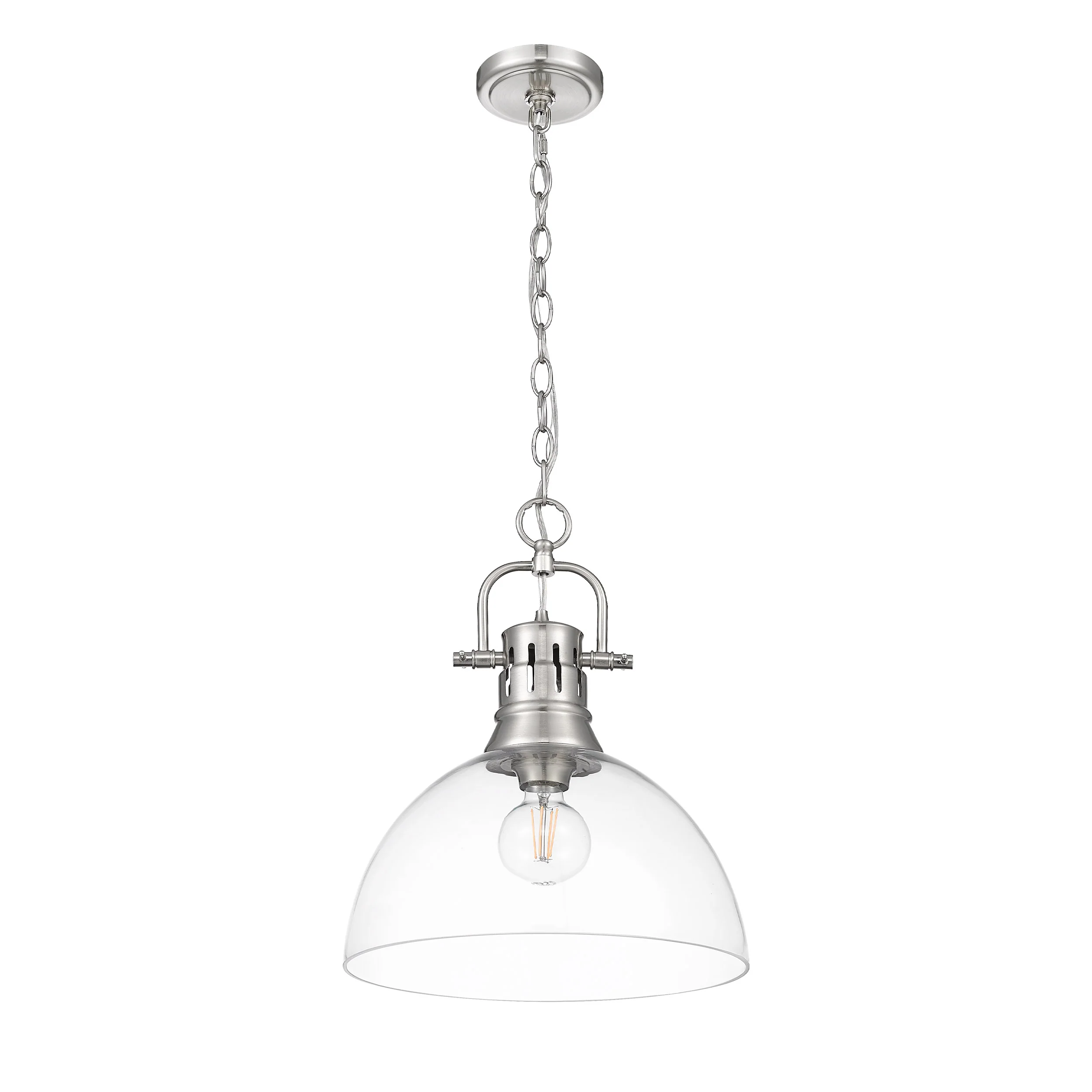 Duncan 1-light 14in chain hung Pendant in Pewter and Clear Glass - Image 3
