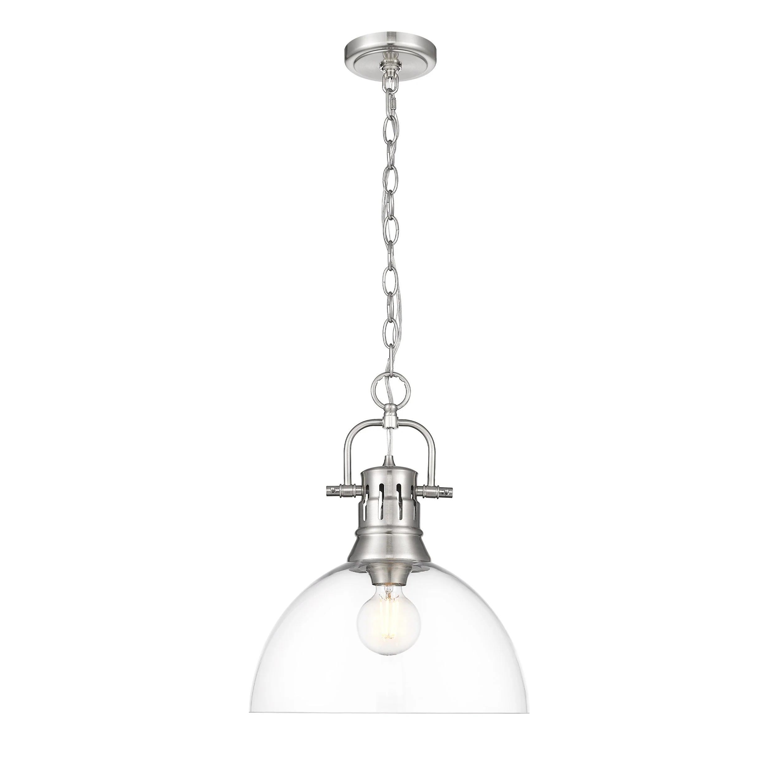 Duncan 1-light 14in chain hung Pendant in Pewter and Clear Glass - Image 4