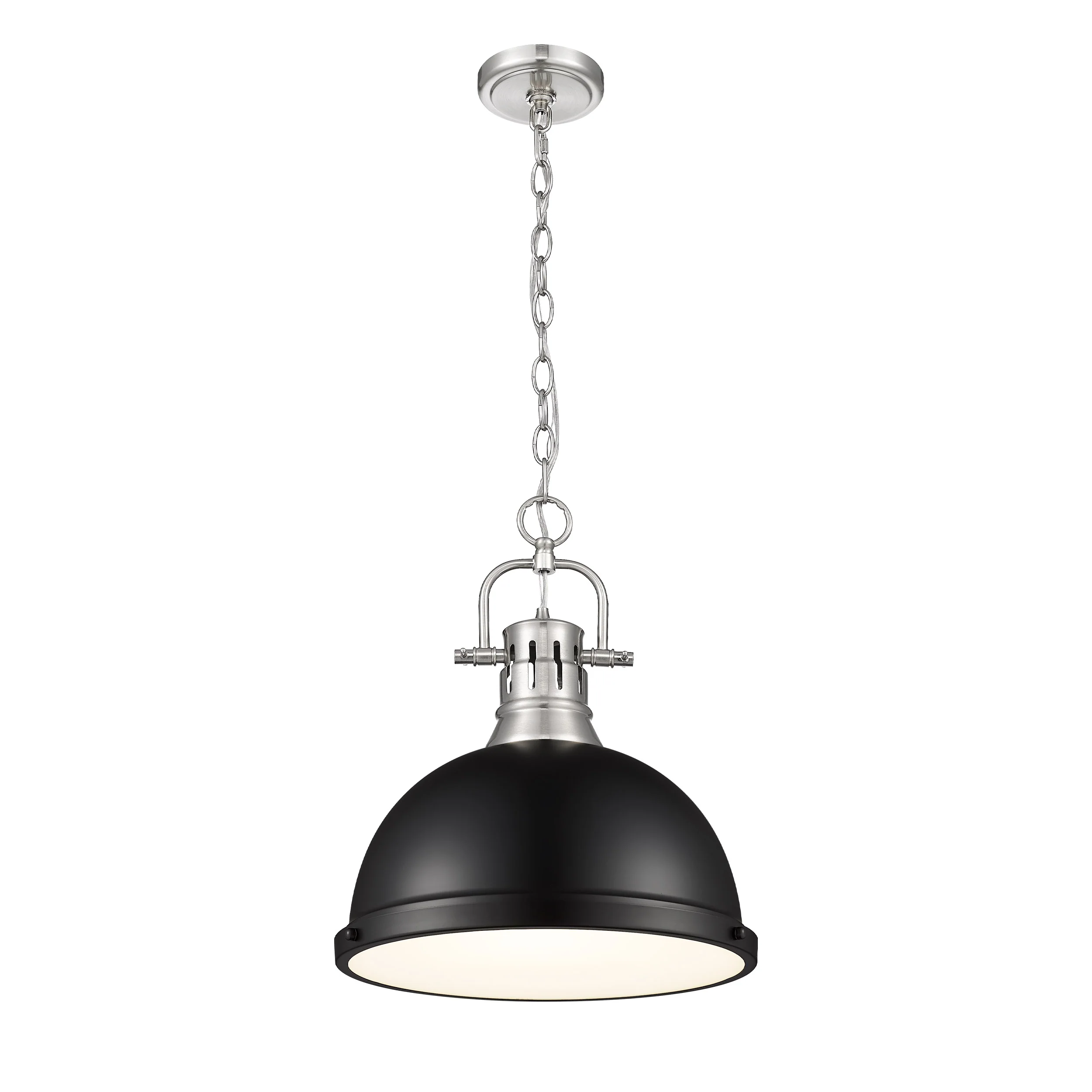 Duncan 1-light 14in Chain Hung Pendant in Pewter and Matte Black shade - Image 2