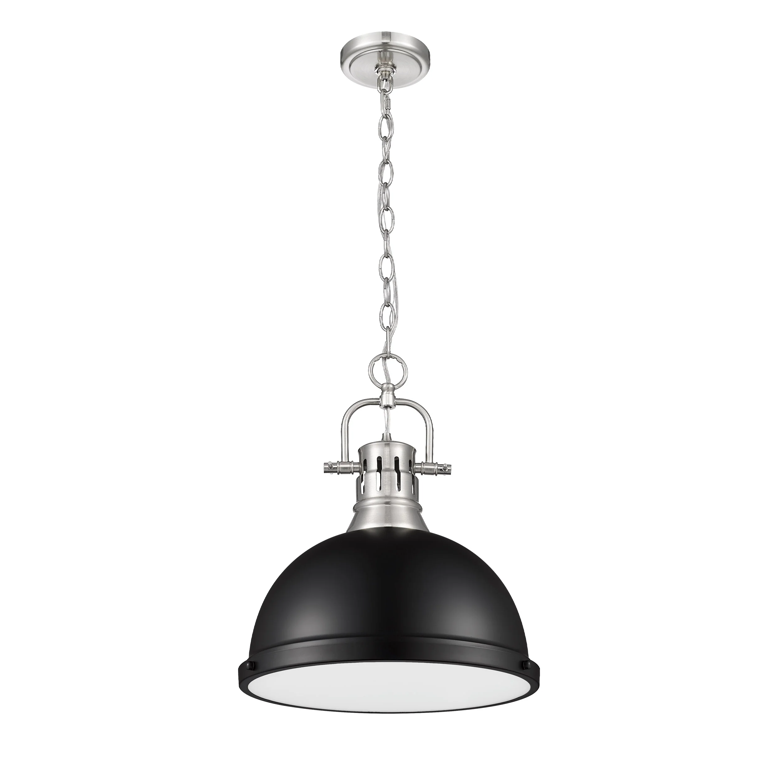 Duncan 1-light 14in Chain Hung Pendant in Pewter and Matte Black shade - Image 3