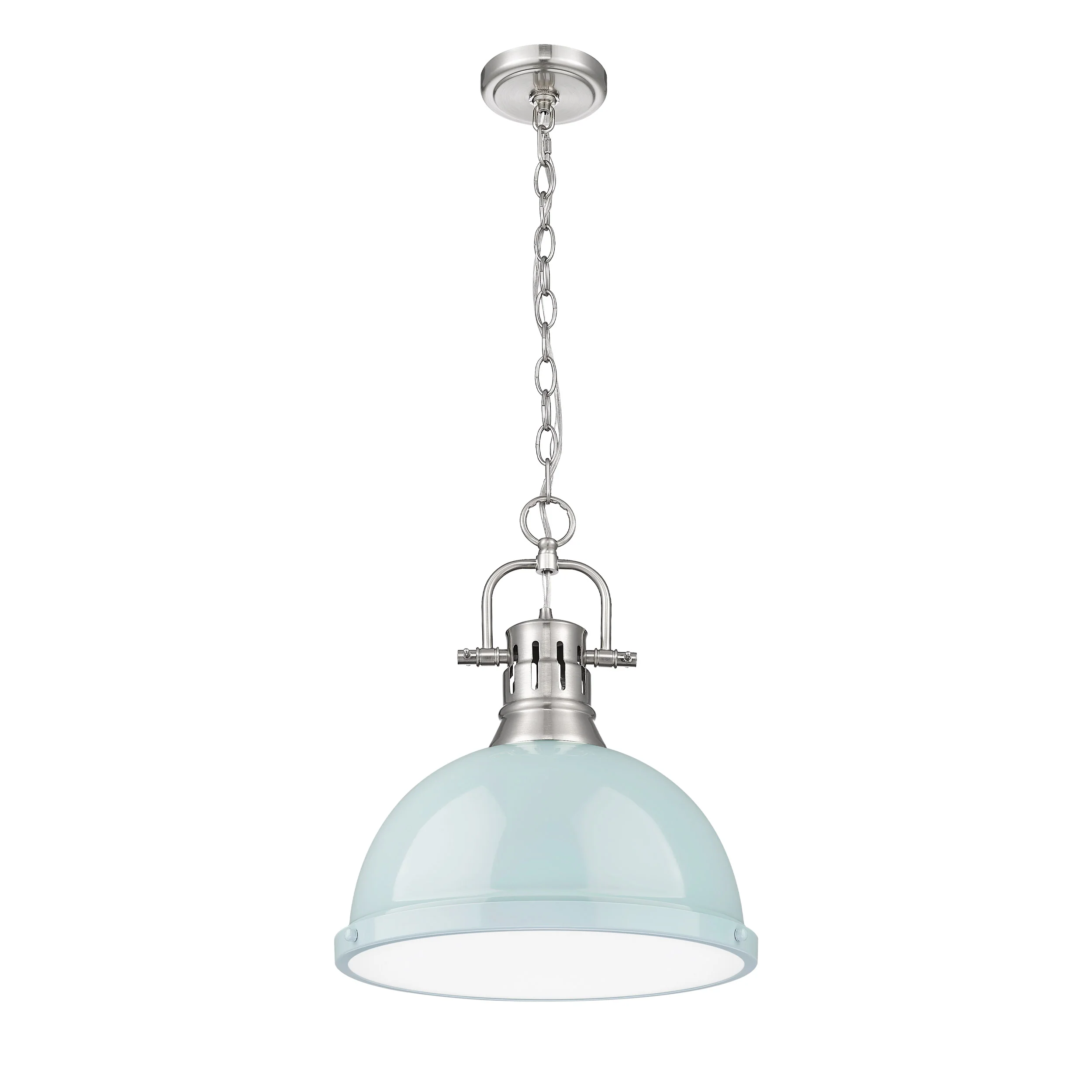 Duncan 1-light 14in Chain Hung Pendant in Pewter and Seafoam shade - Image 2