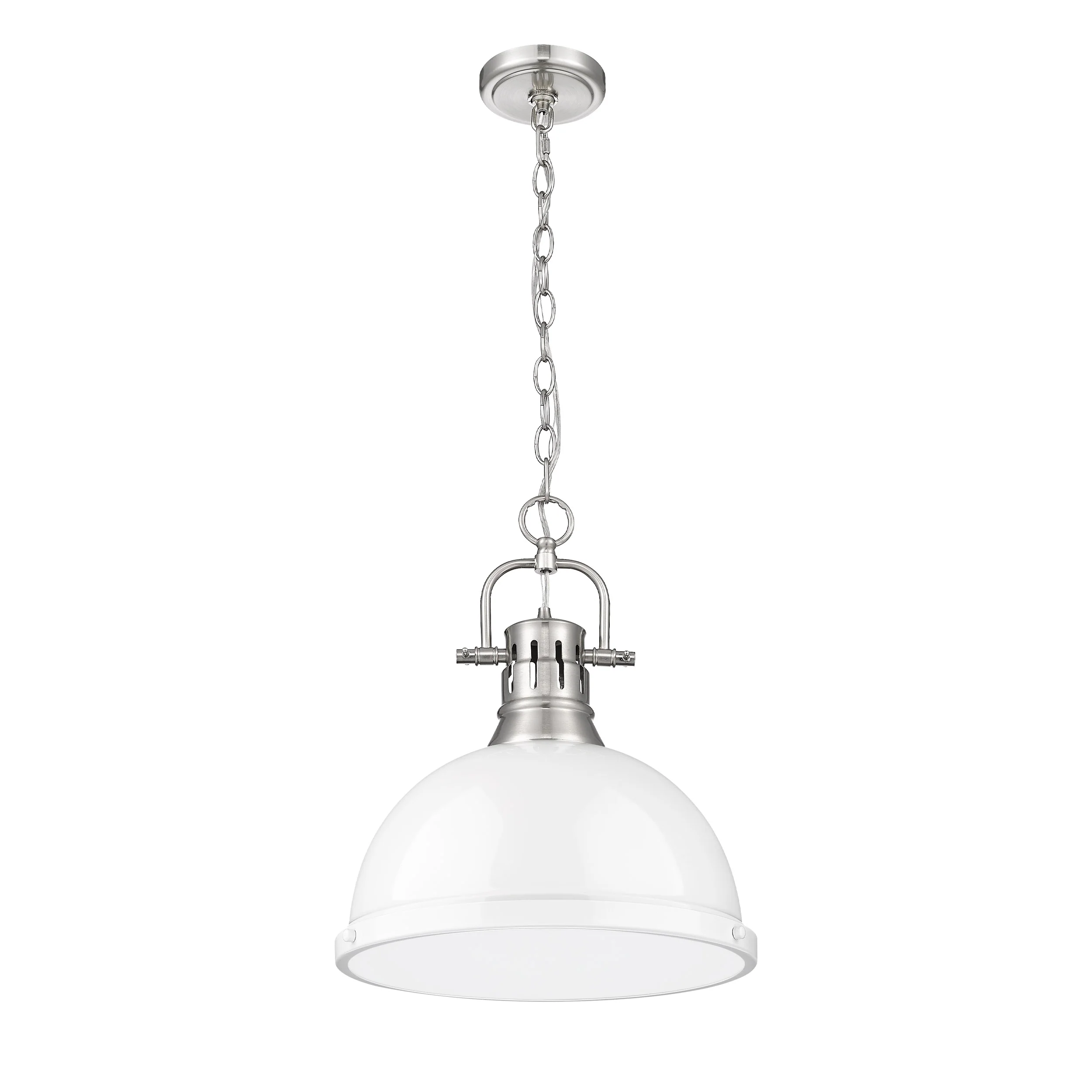 Duncan 1-light 14in Chain Hung Pendant in Pewter and White shade - Image 3