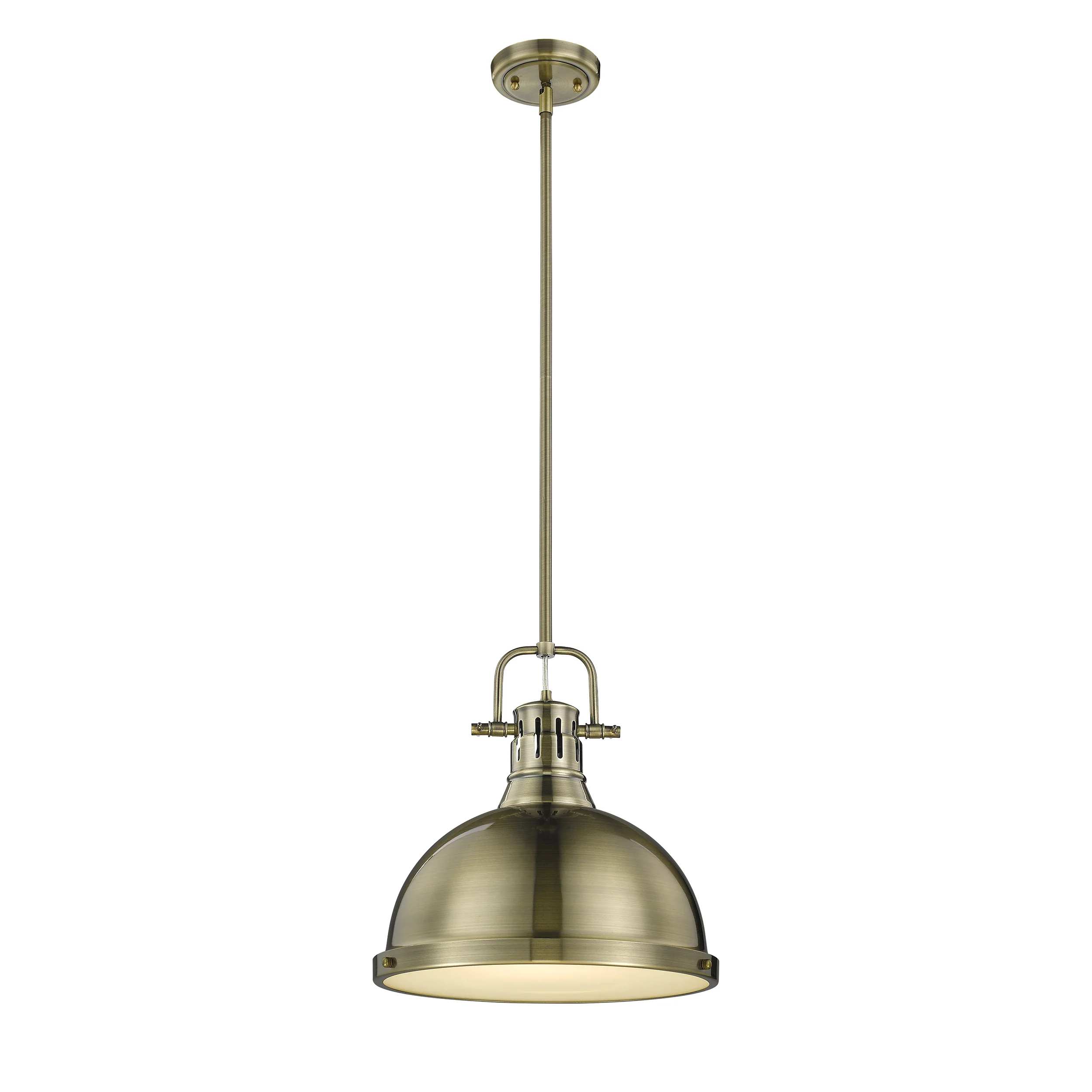 Duncan 1-light 14in Rod Hung Pendant in Aged Brass - Image 2