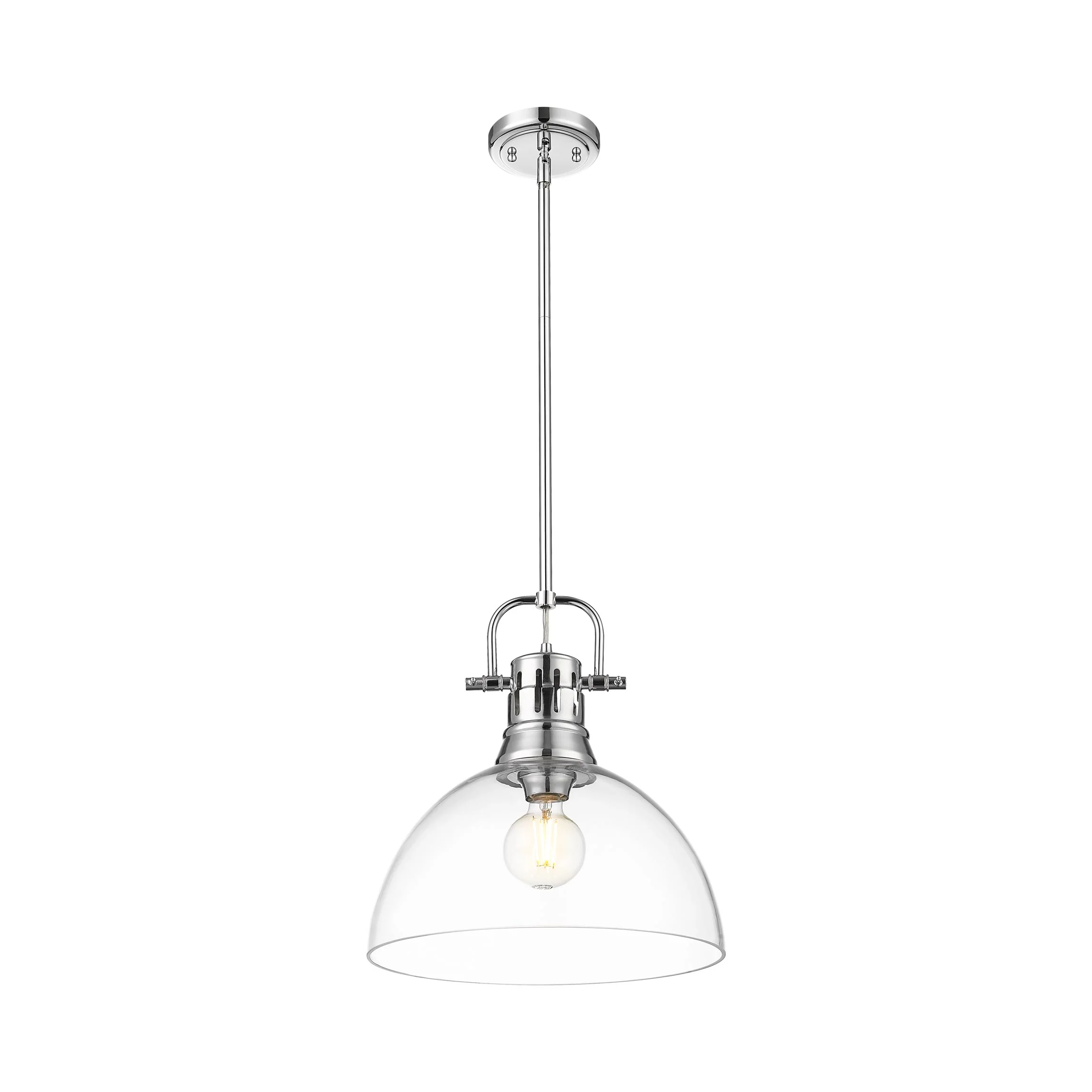 Duncan 1-light 14in rod hung Pendant in Chrome and Clear Glass - Image 2