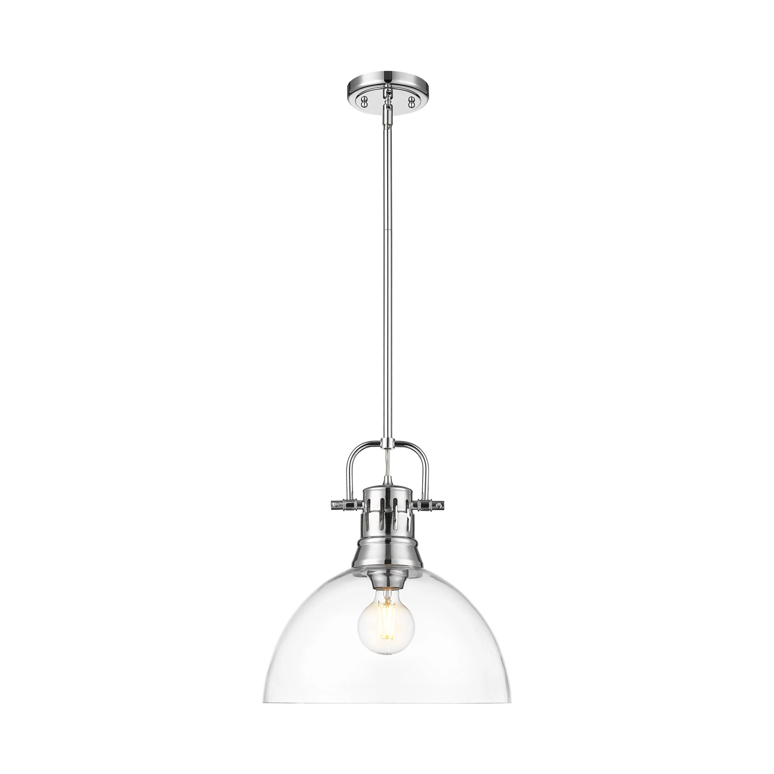 Duncan 1-light 14in rod hung Pendant in Chrome and Clear Glass - Image 3