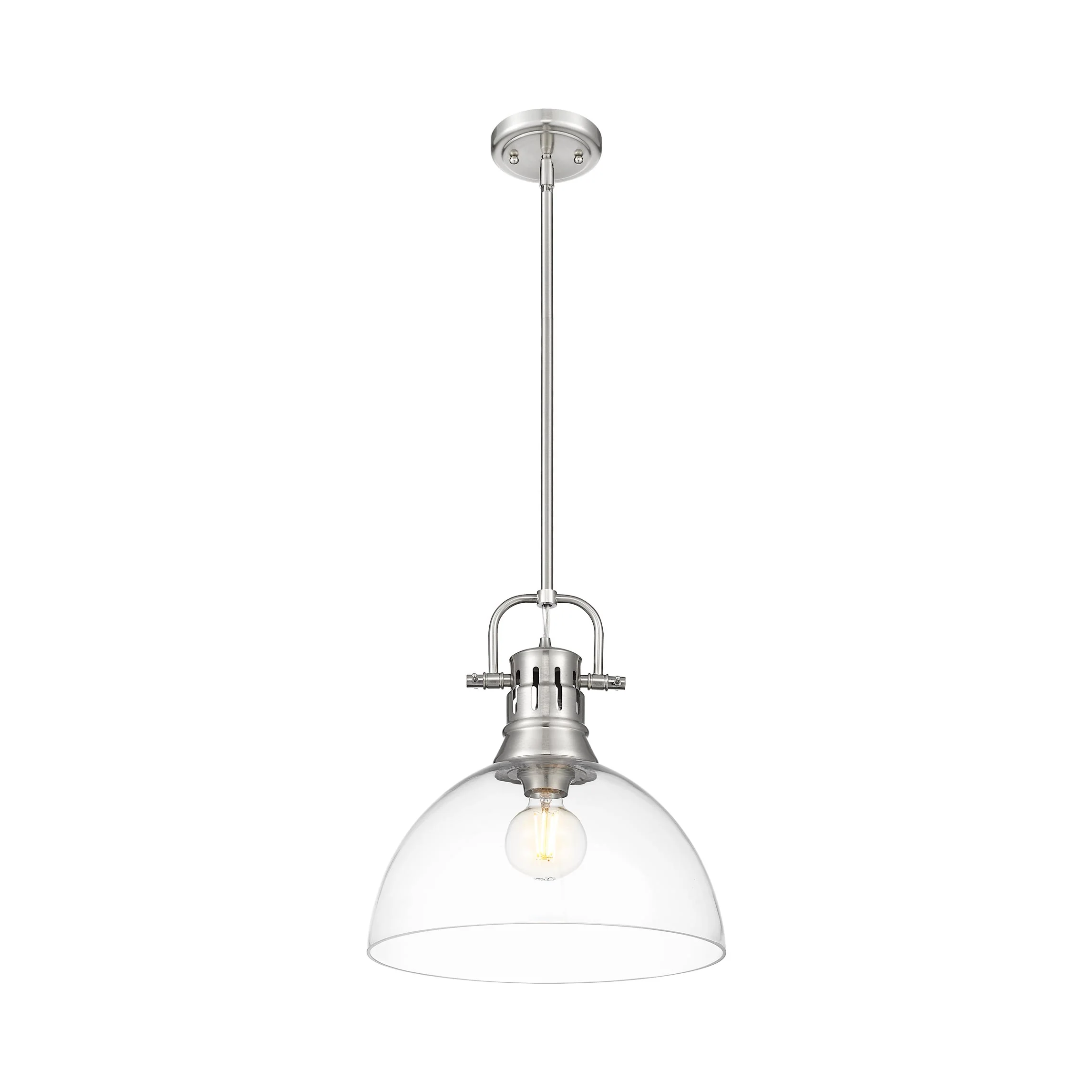 Duncan 1-light 14in rod hung Pendant in Pewter and Clear Glass - Image 3