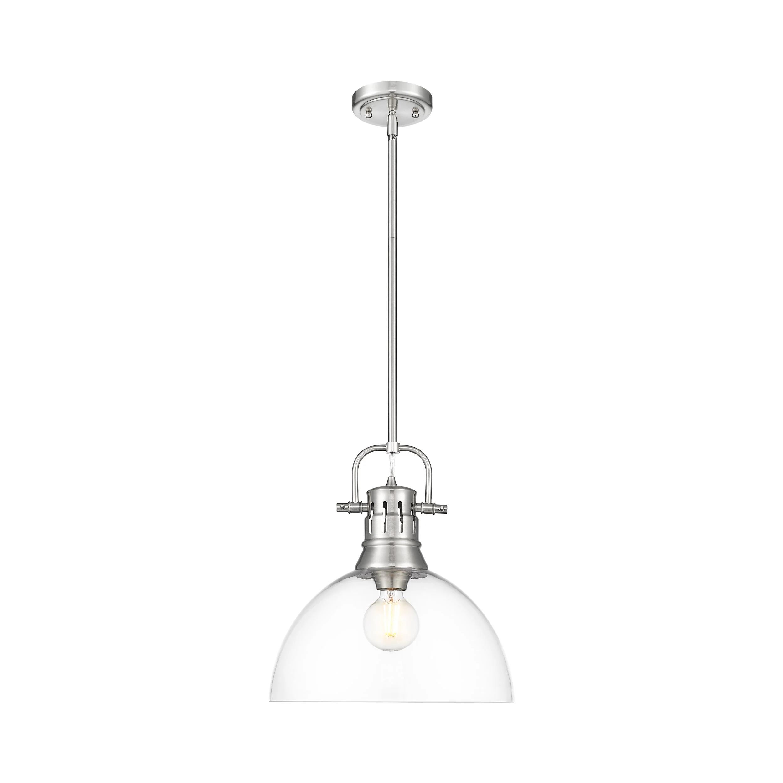 Duncan 1-light 14in rod hung Pendant in Pewter and Clear Glass - Image 4