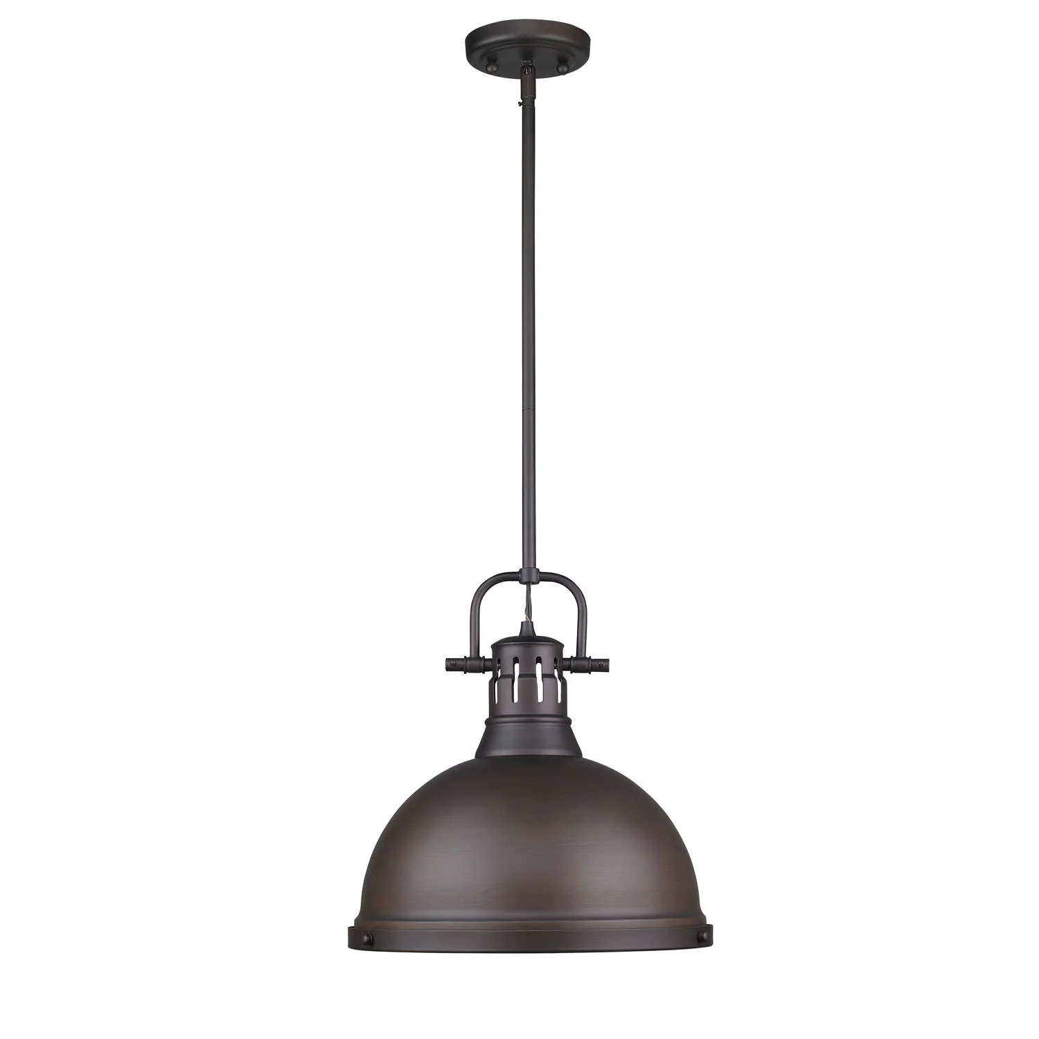 Duncan 1-light 14in Rod Hung Pendant in Rubbed Bronze - Image 3