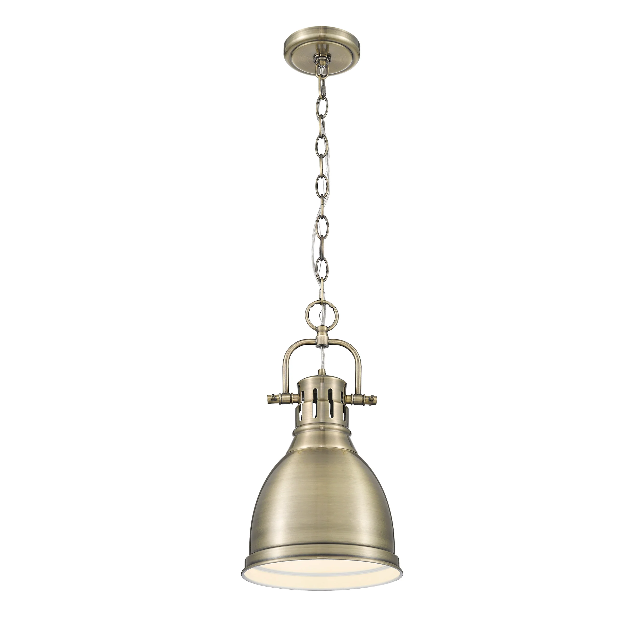 Duncan 1-light 9in Chain Hung Pendant in Aged Brass - Image 2