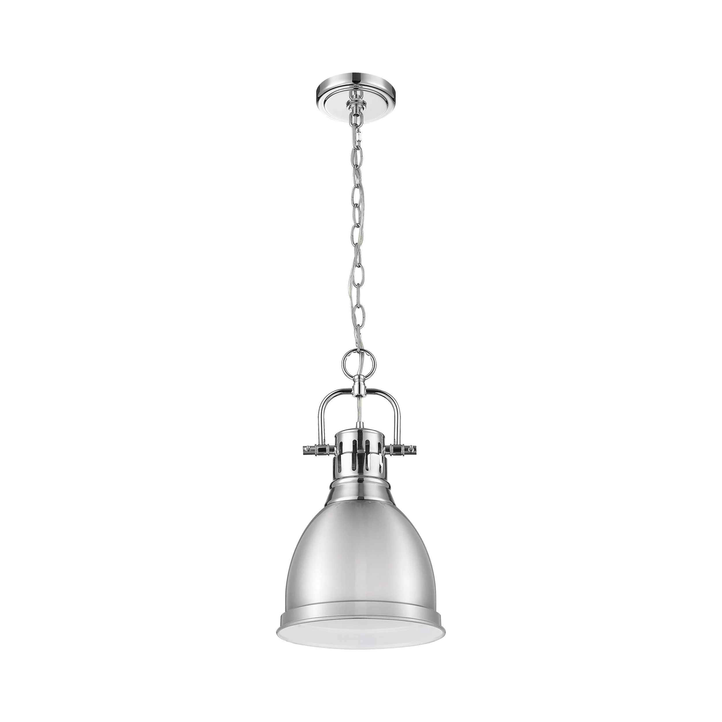 Duncan 1-light 9in Chain Hung Pendant in Chrome and Pewter shade - Image 2