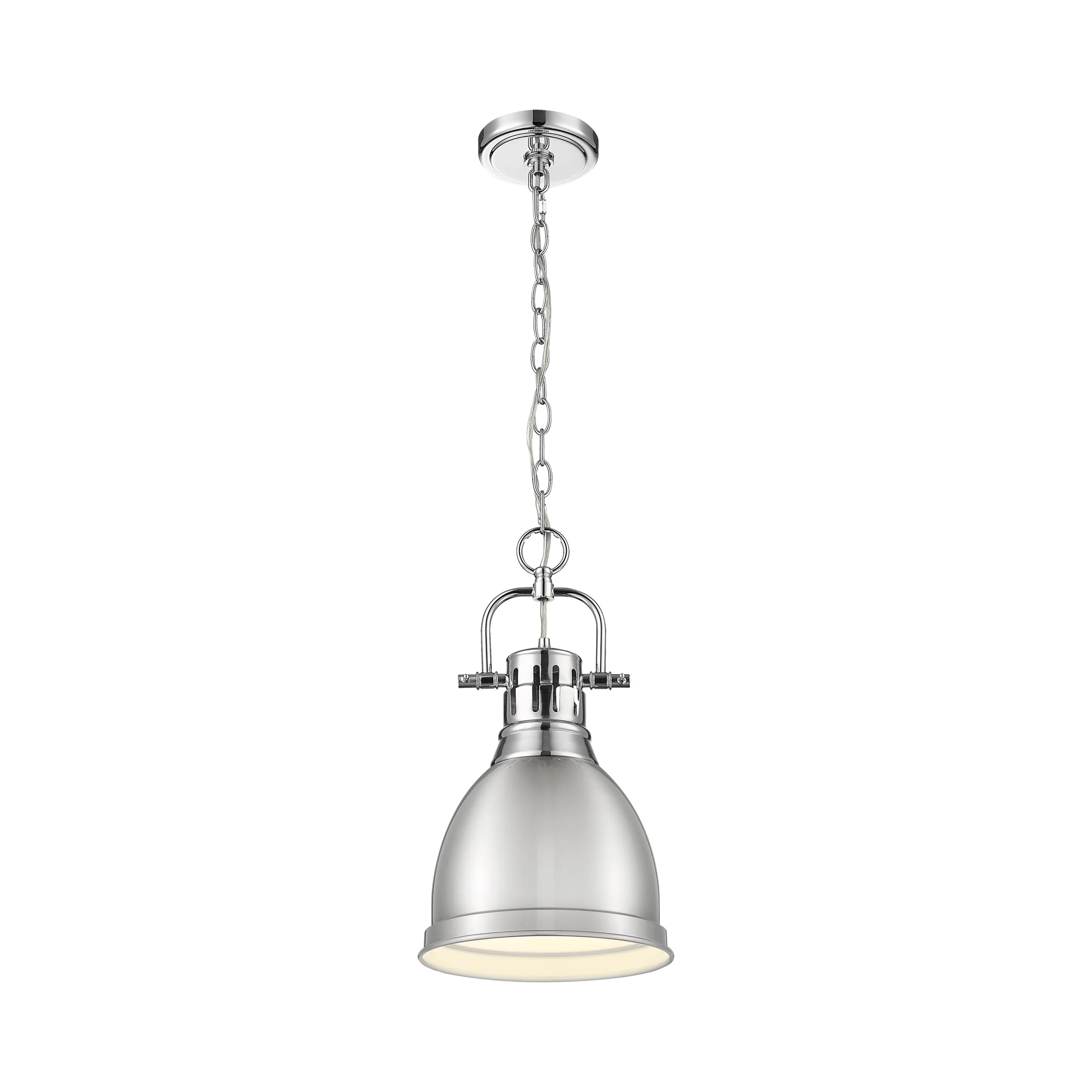 Duncan 1-light 9in Chain Hung Pendant in Chrome and Pewter shade - Image 3