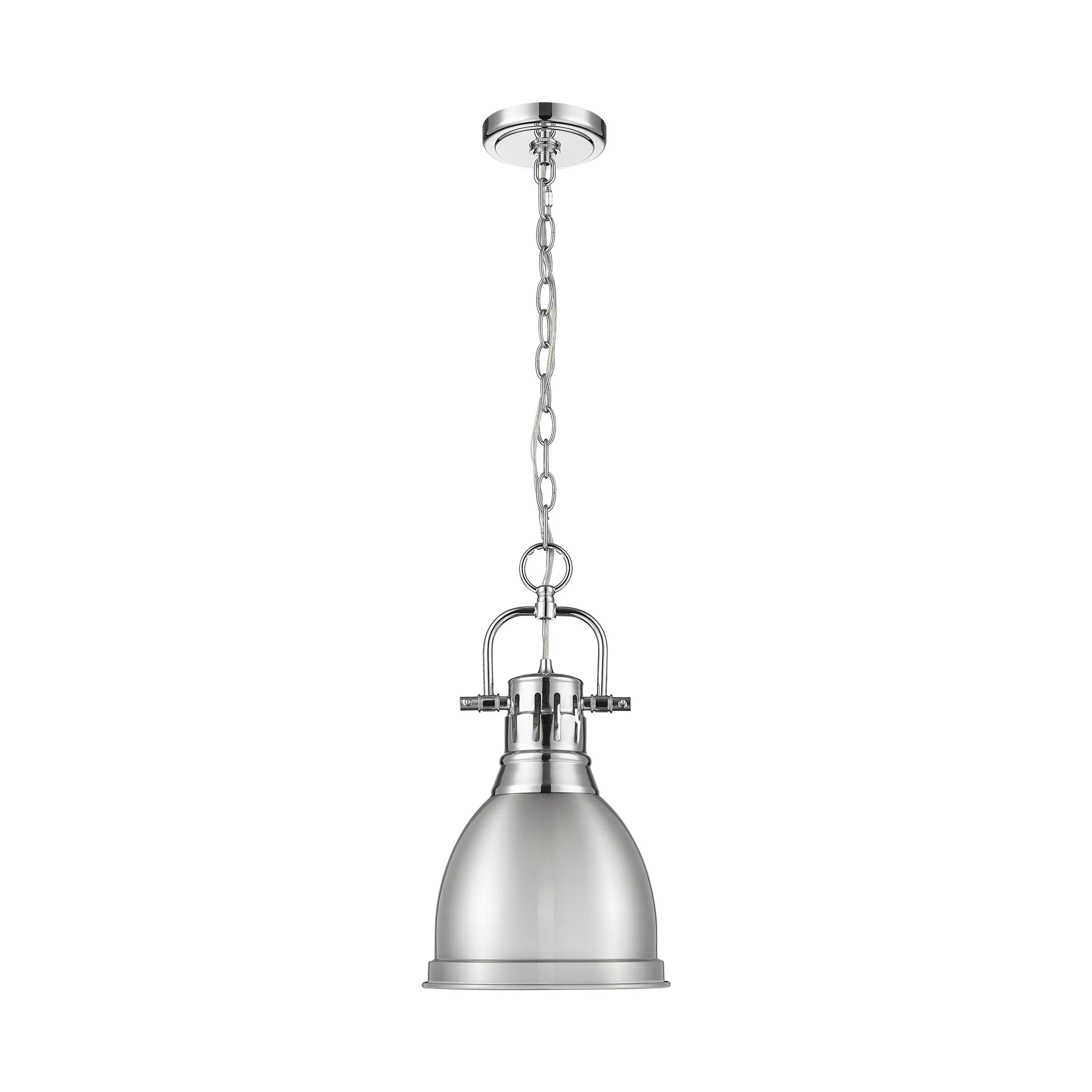 Duncan 1-light 9in Chain Hung Pendant in Chrome and Pewter shade - Image 4