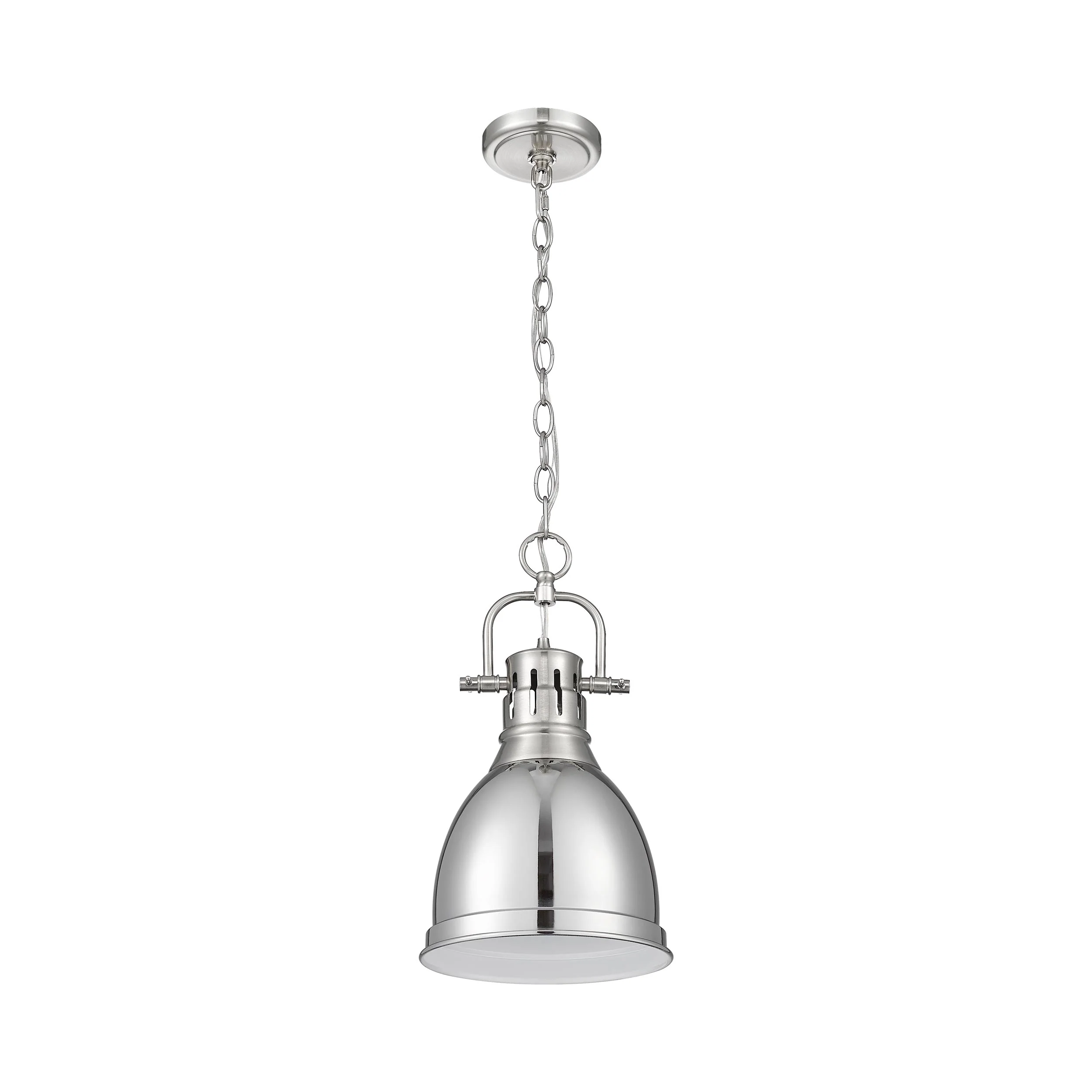 Duncan 1-light 9in Chain Hung Pendant in Pewter and Chrome shade - Image 2