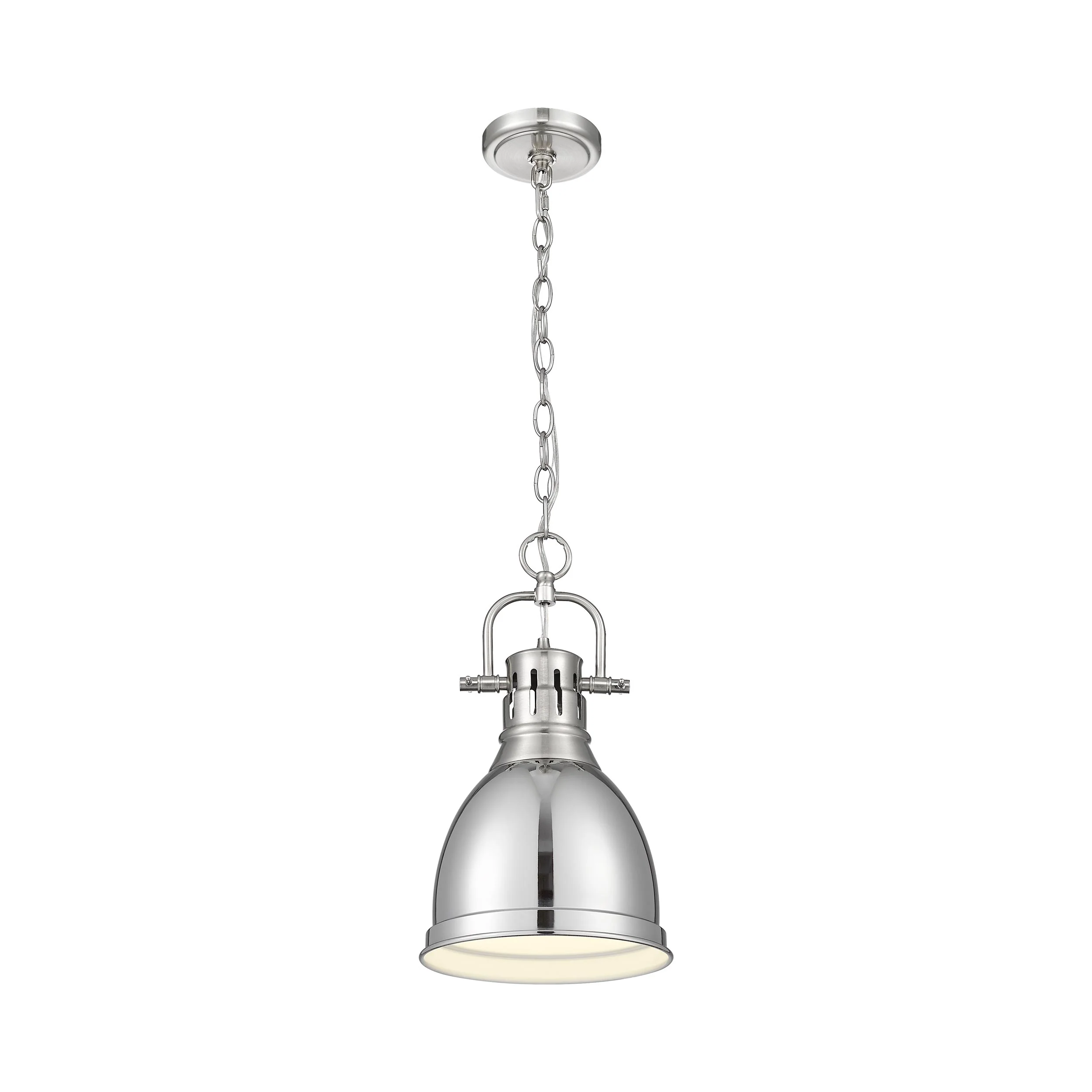 Duncan 1-light 9in Chain Hung Pendant in Pewter and Chrome shade - Image 3