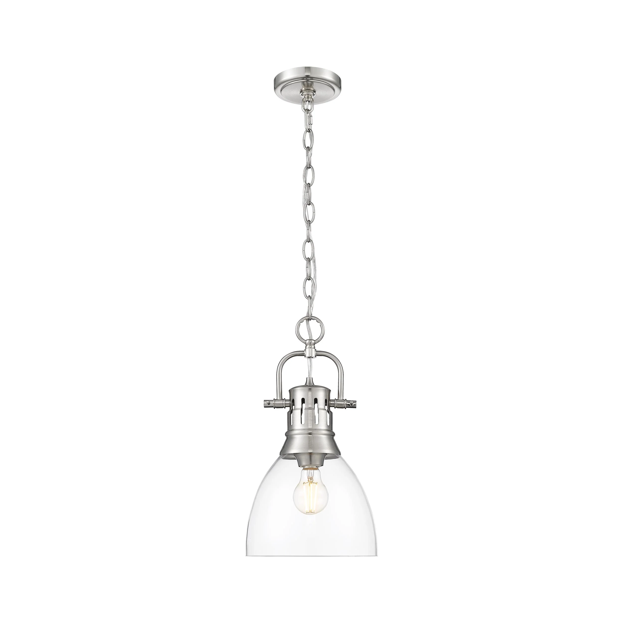 Duncan 1-light 9in chain hung Pendant in Pewter and Clear Glass - Image 4