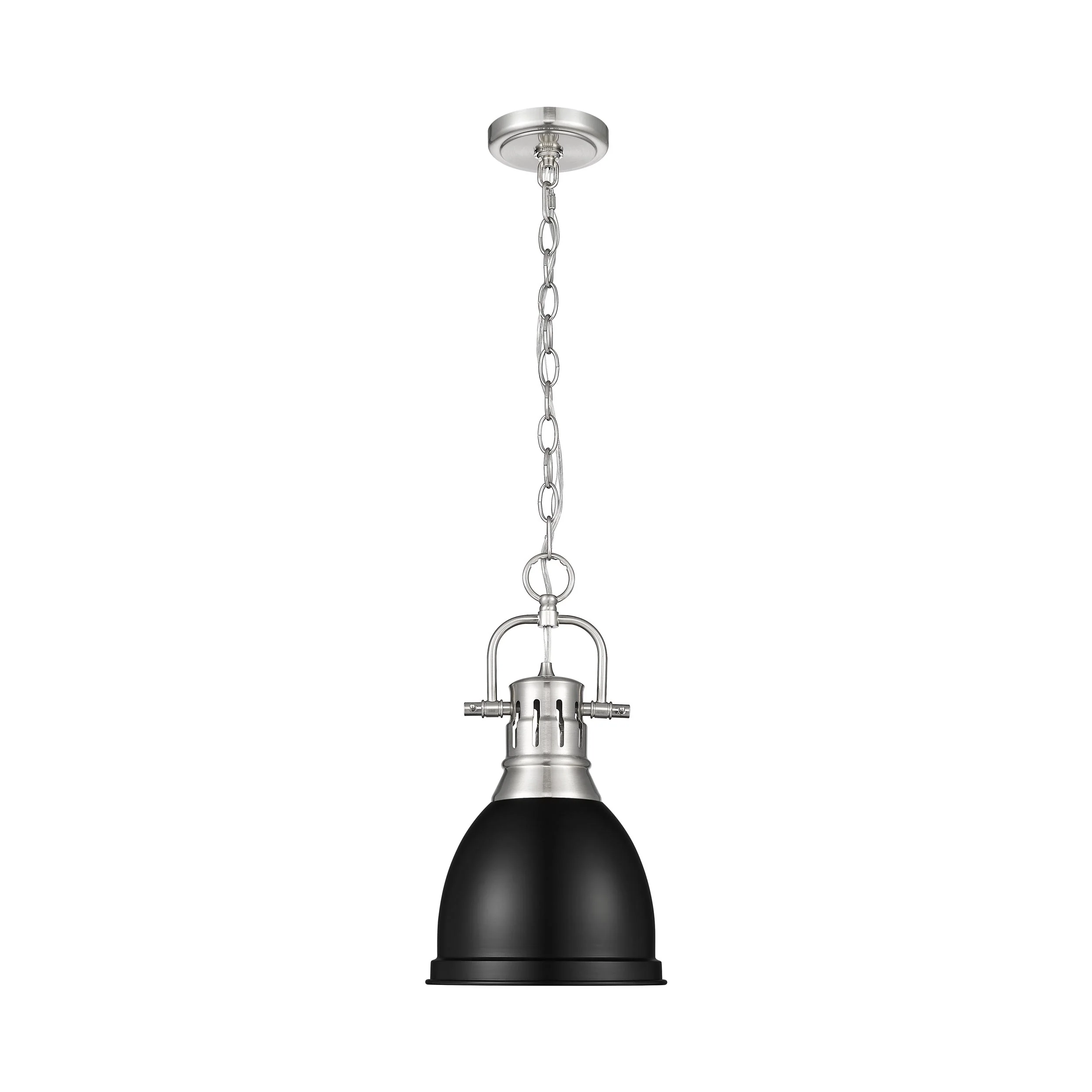 Duncan 1-light 9in Chain Hung Pendant in Pewter and Matte Black shade - Image 4