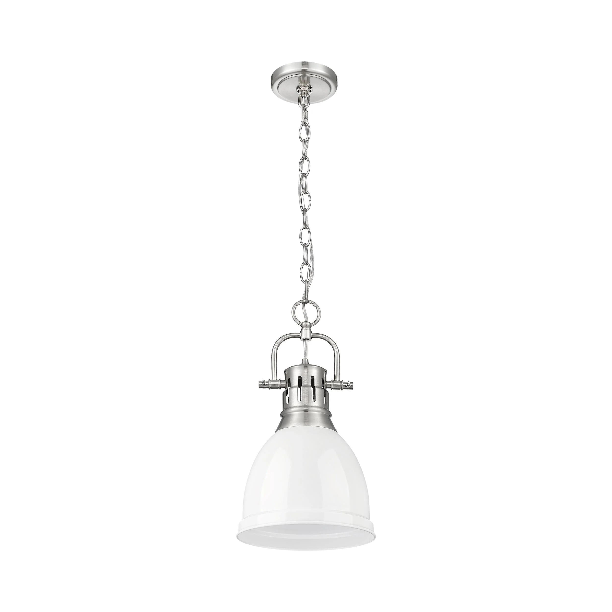 Duncan 1-light 9in Chain Hung Pendant in Pewter and White shade - Image 3