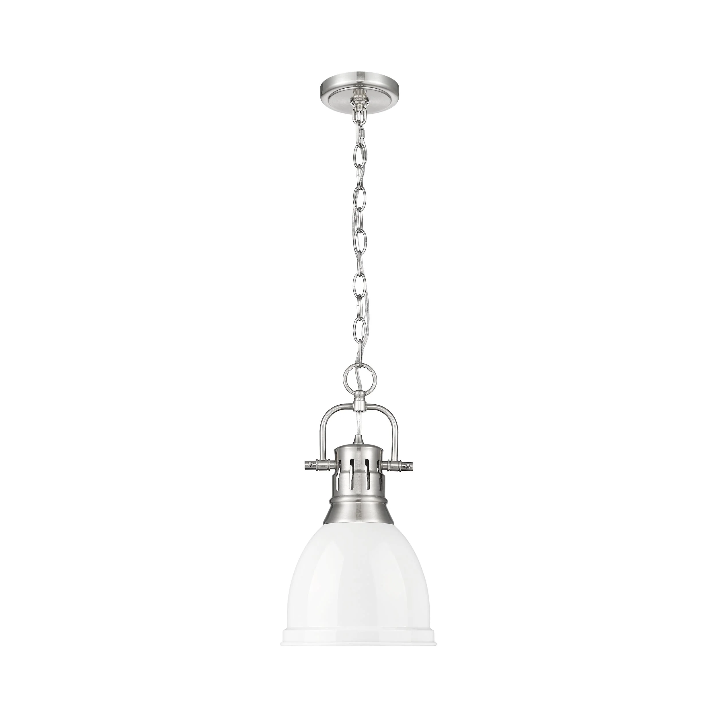 Duncan 1-light 9in Chain Hung Pendant in Pewter and White shade - Image 4
