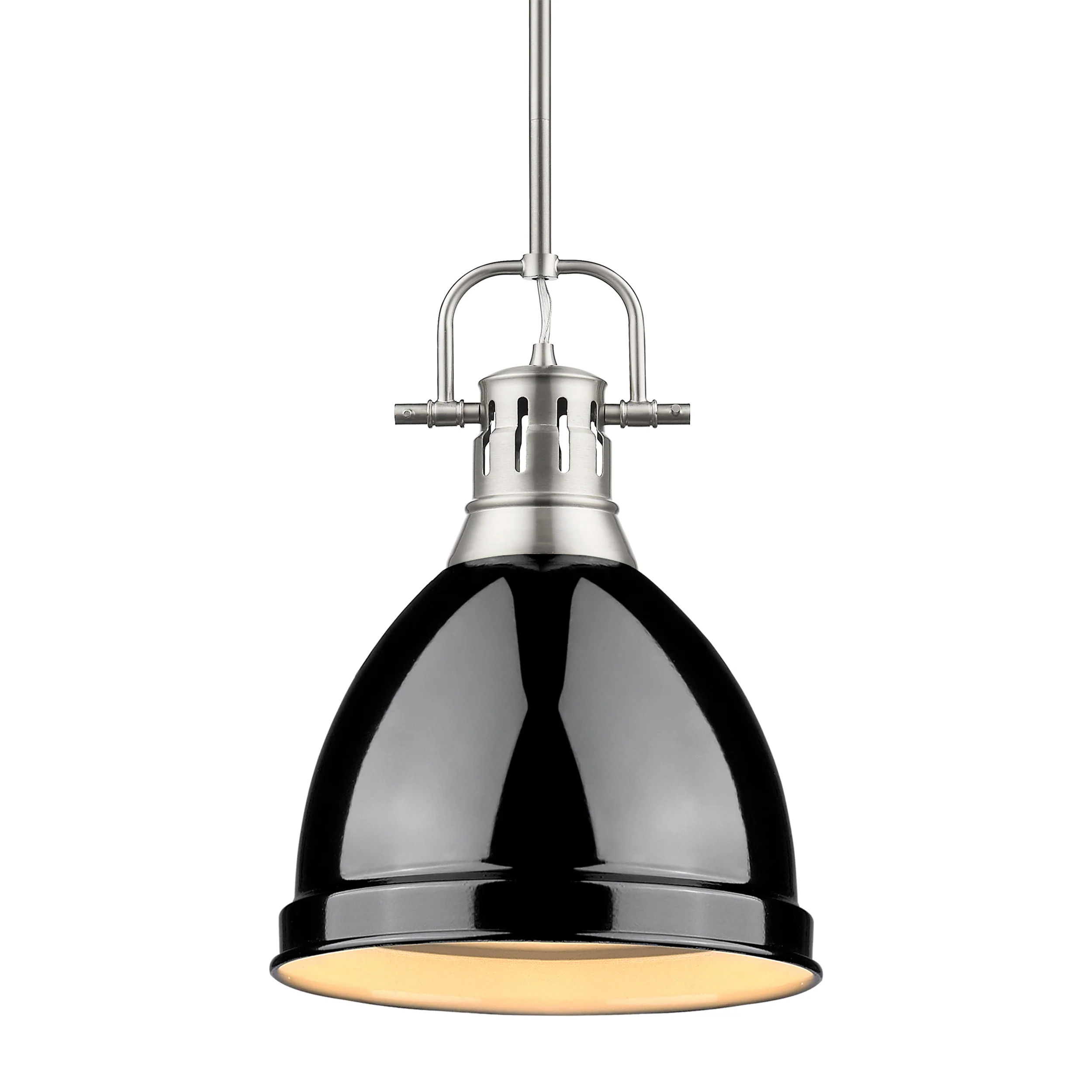 Duncan 1-light 9in Rod Hung Pendant in Pewter and Black shade