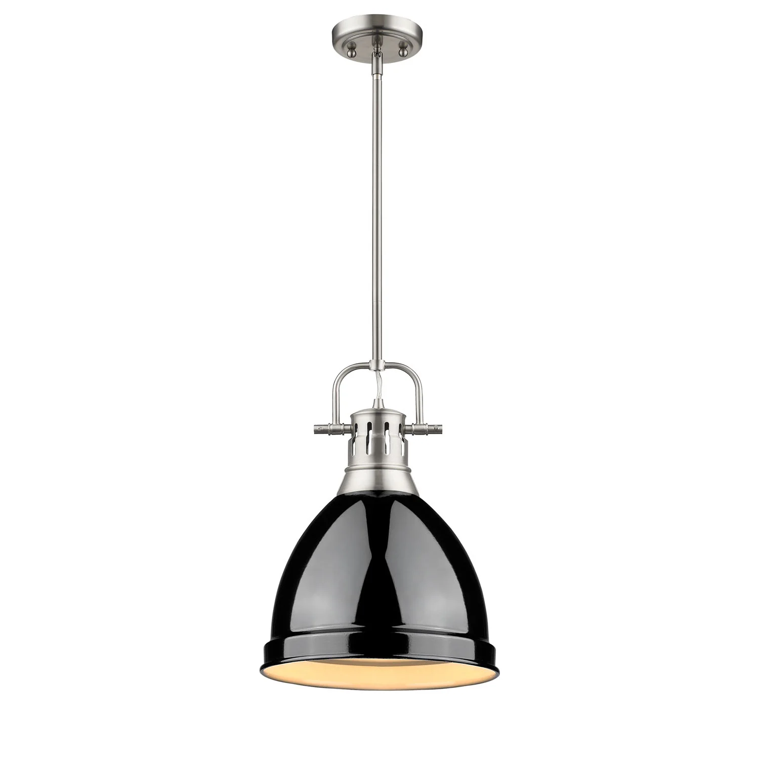 Duncan 1-light 9in Rod Hung Pendant in Pewter and Black shade - Image 2