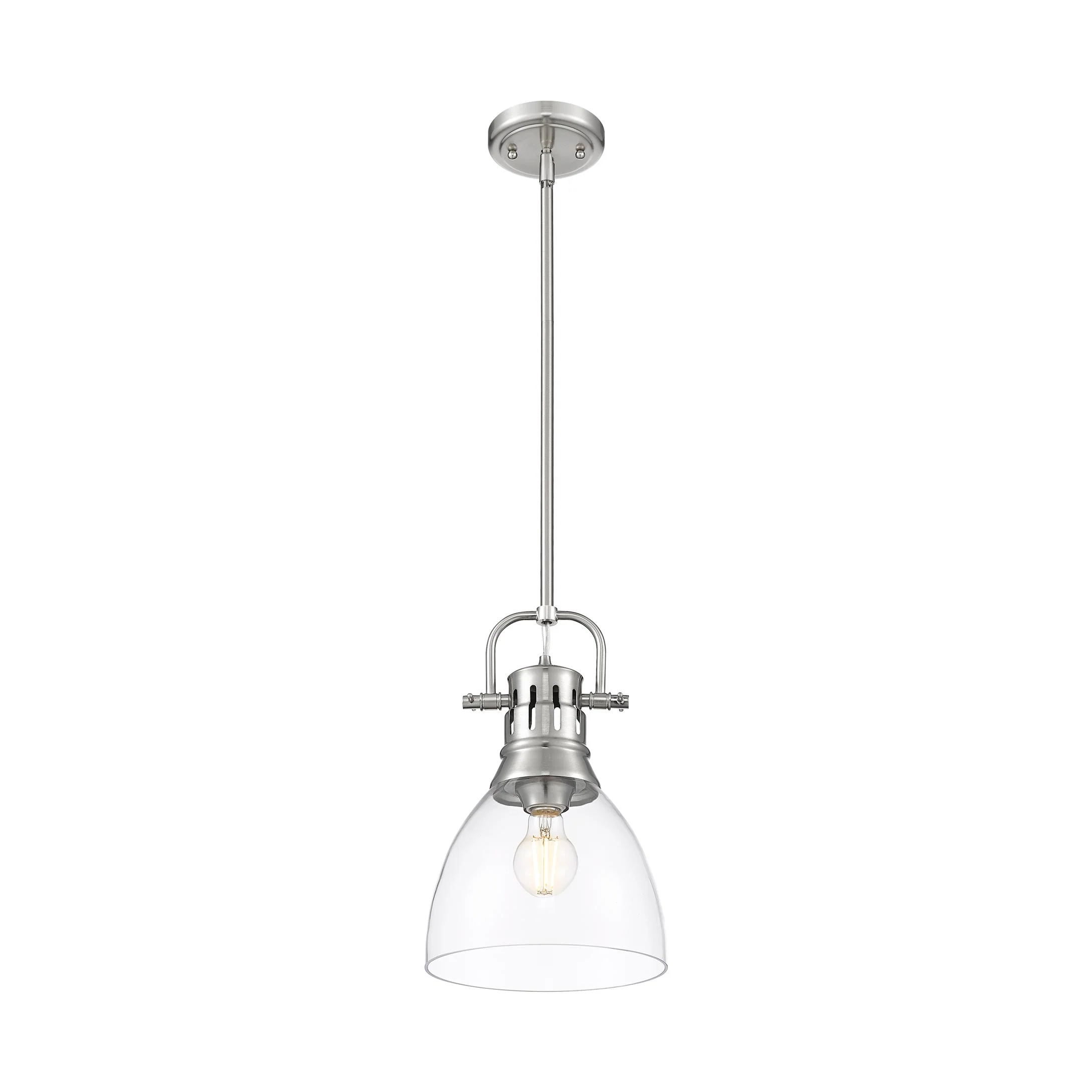 Duncan 1-light 9in rod hung Pendant in Pewter and Clear Glass - Image 2