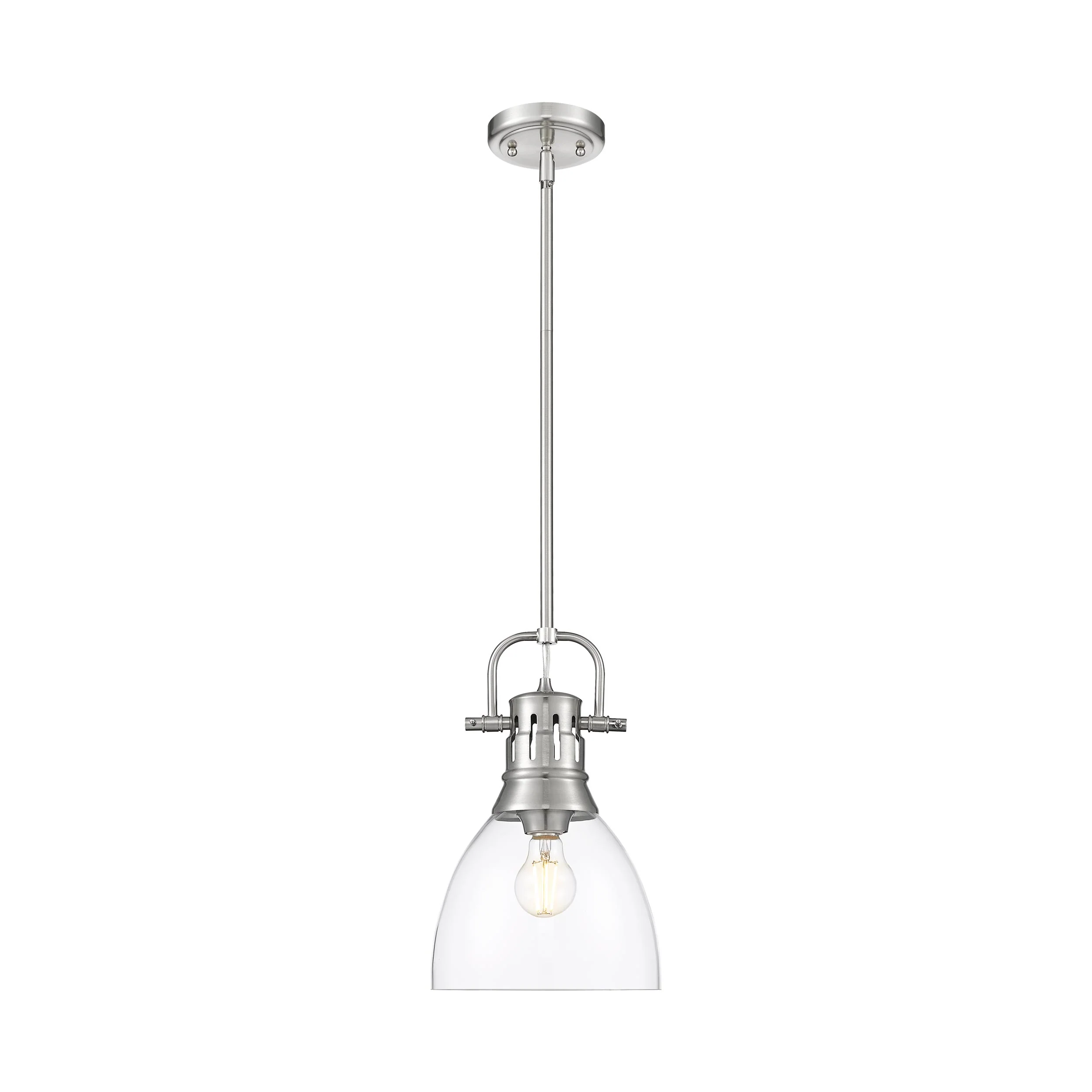 Duncan 1-light 9in rod hung Pendant in Pewter and Clear Glass - Image 3