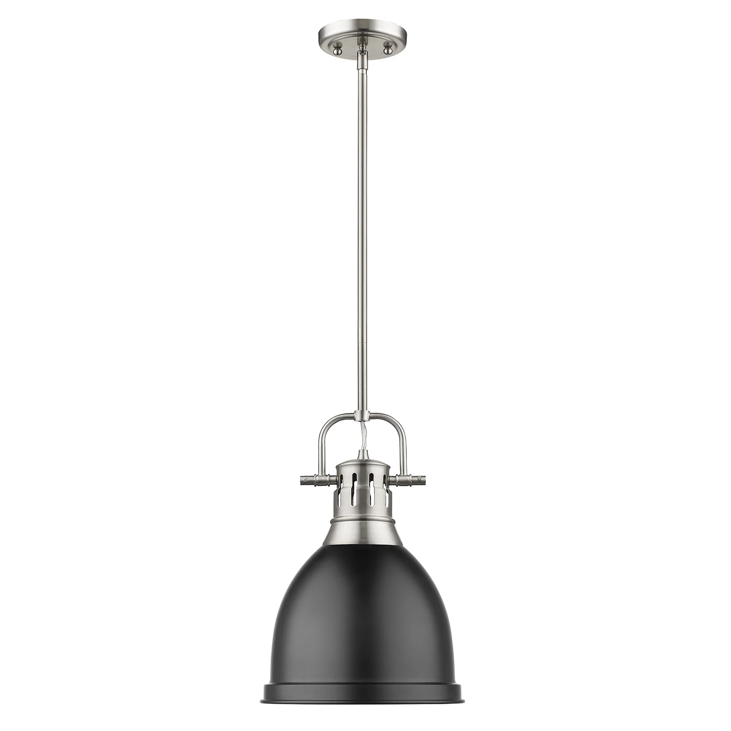 Duncan 1-light 9in Rod Hung Pendant in Pewter and Matte Black shade - Image 2