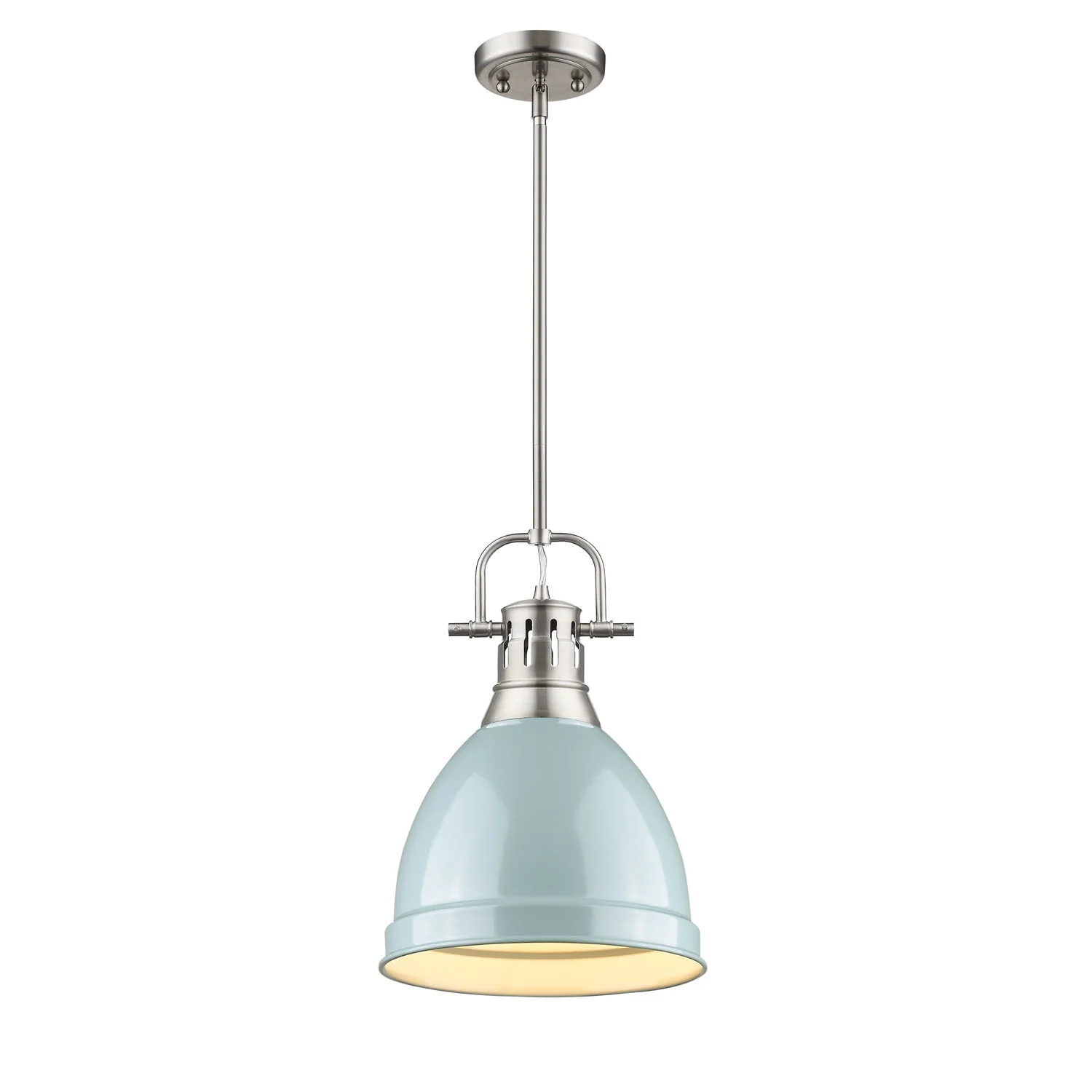 Duncan 1-light 9in Rod Hung Pendant in Pewter and Seafoam shade - Image 2
