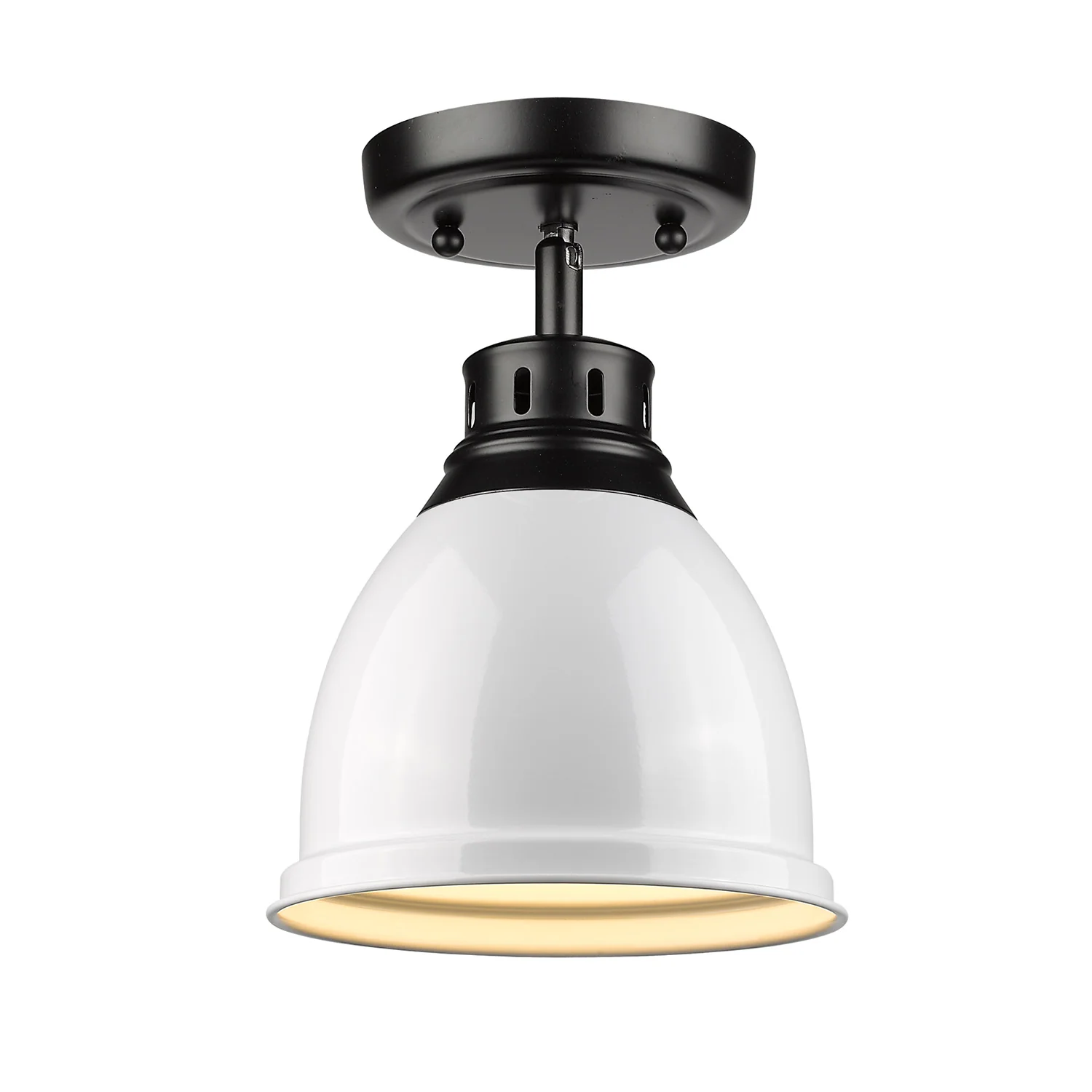 Duncan 1-light Flush Mount in Matte Black and White shade