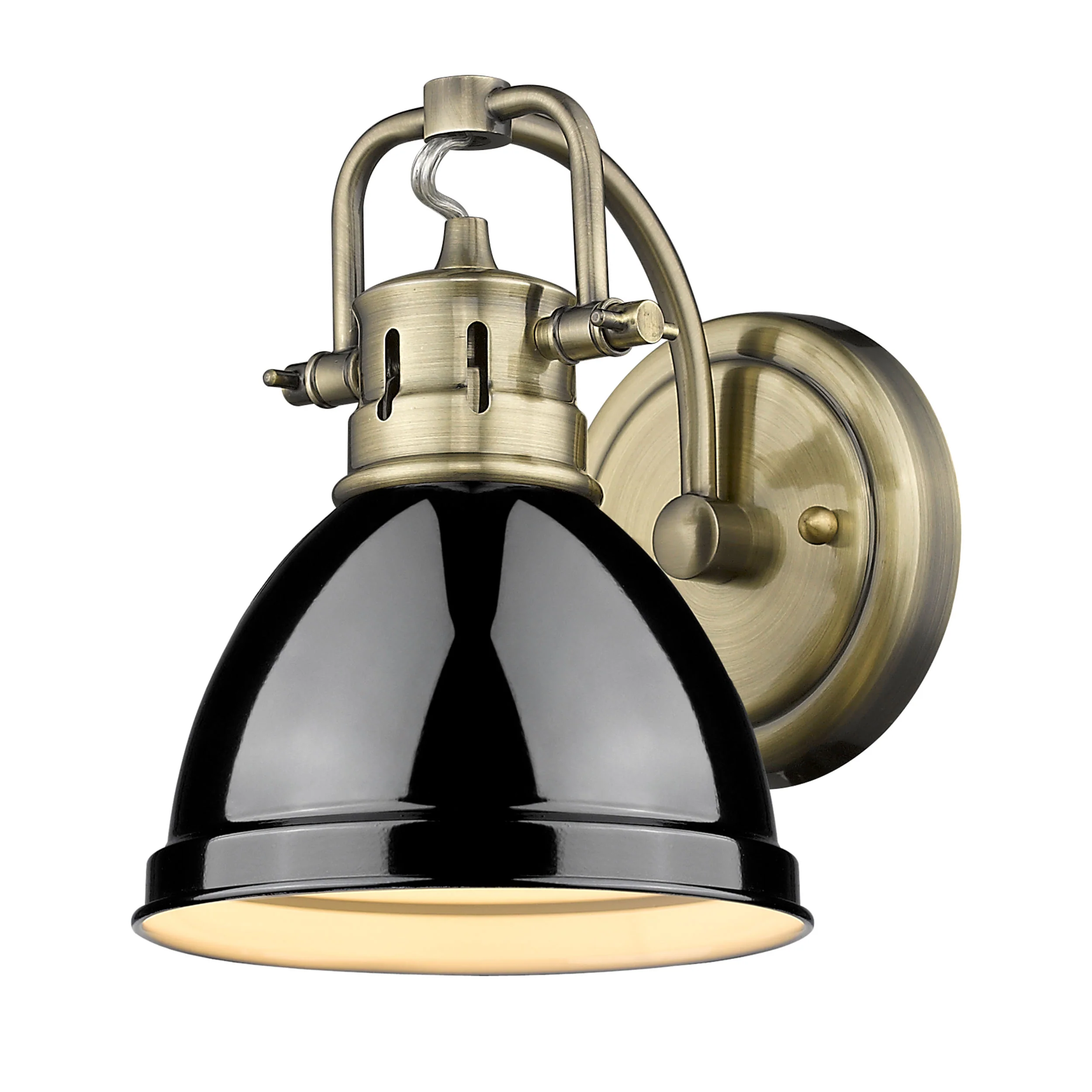 Duncan 1-light Vanity in Aged Brass and Black shade