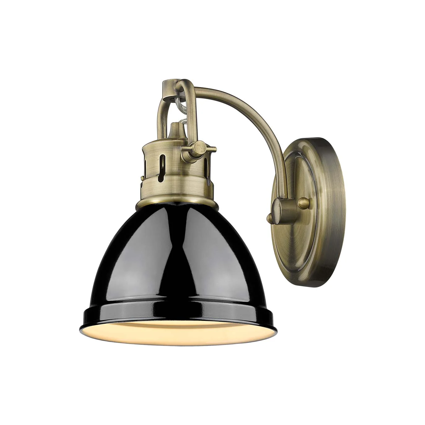 Duncan 1-light Vanity in Aged Brass and Black shade - Image 2