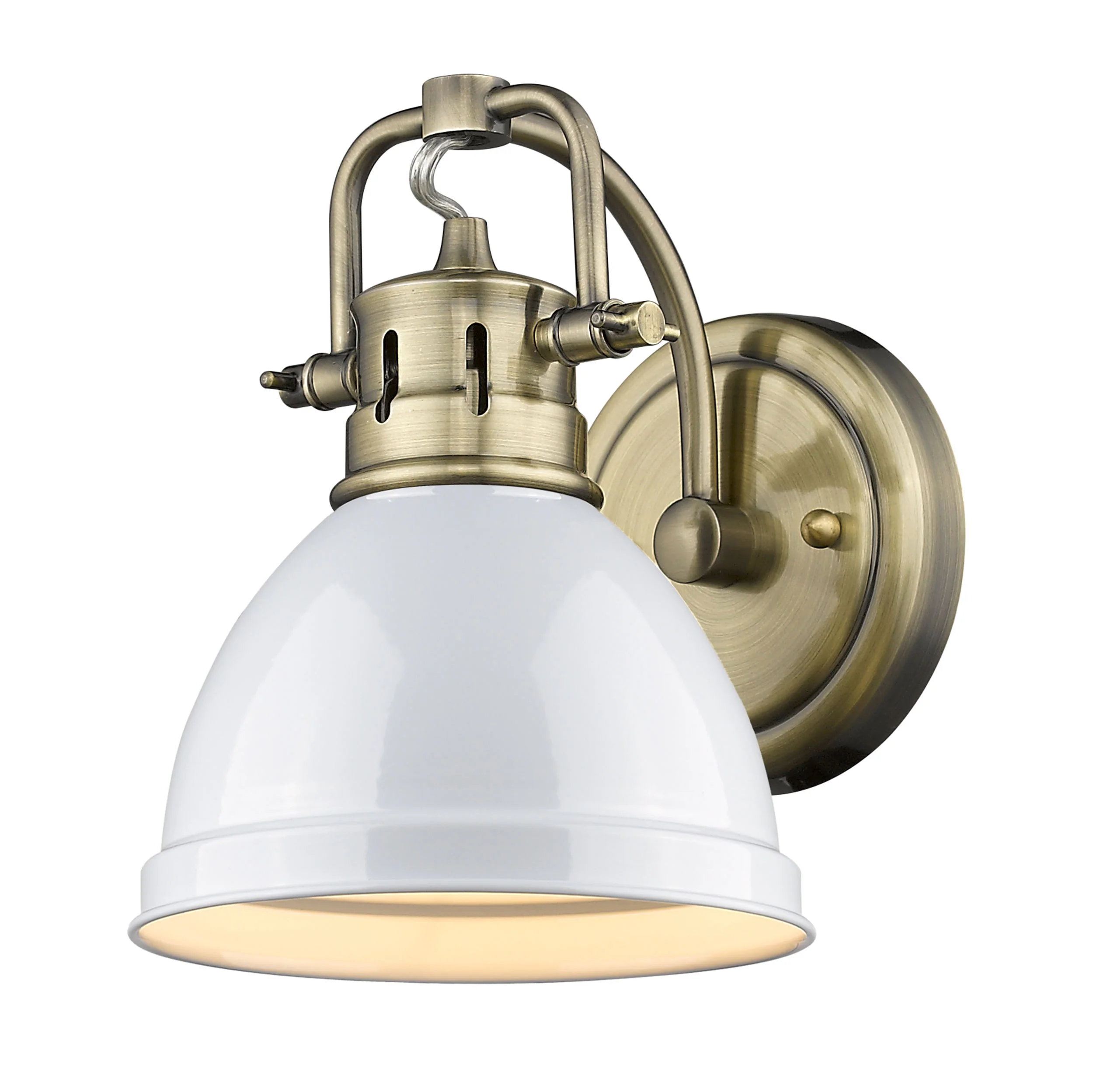 Duncan 1-light Vanity in Aged Brass and White shade