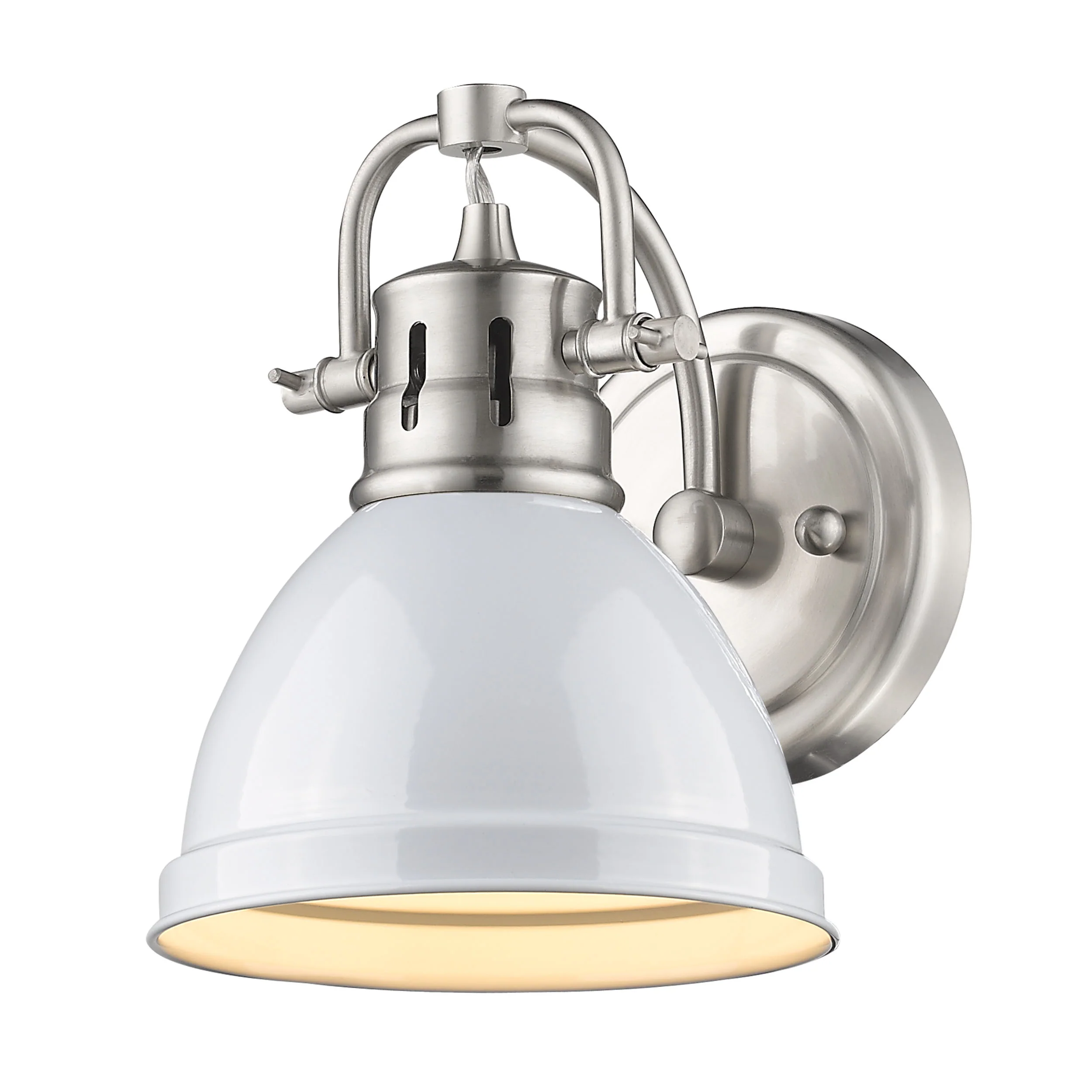 Duncan 1-light Vanity in Pewter and White shade