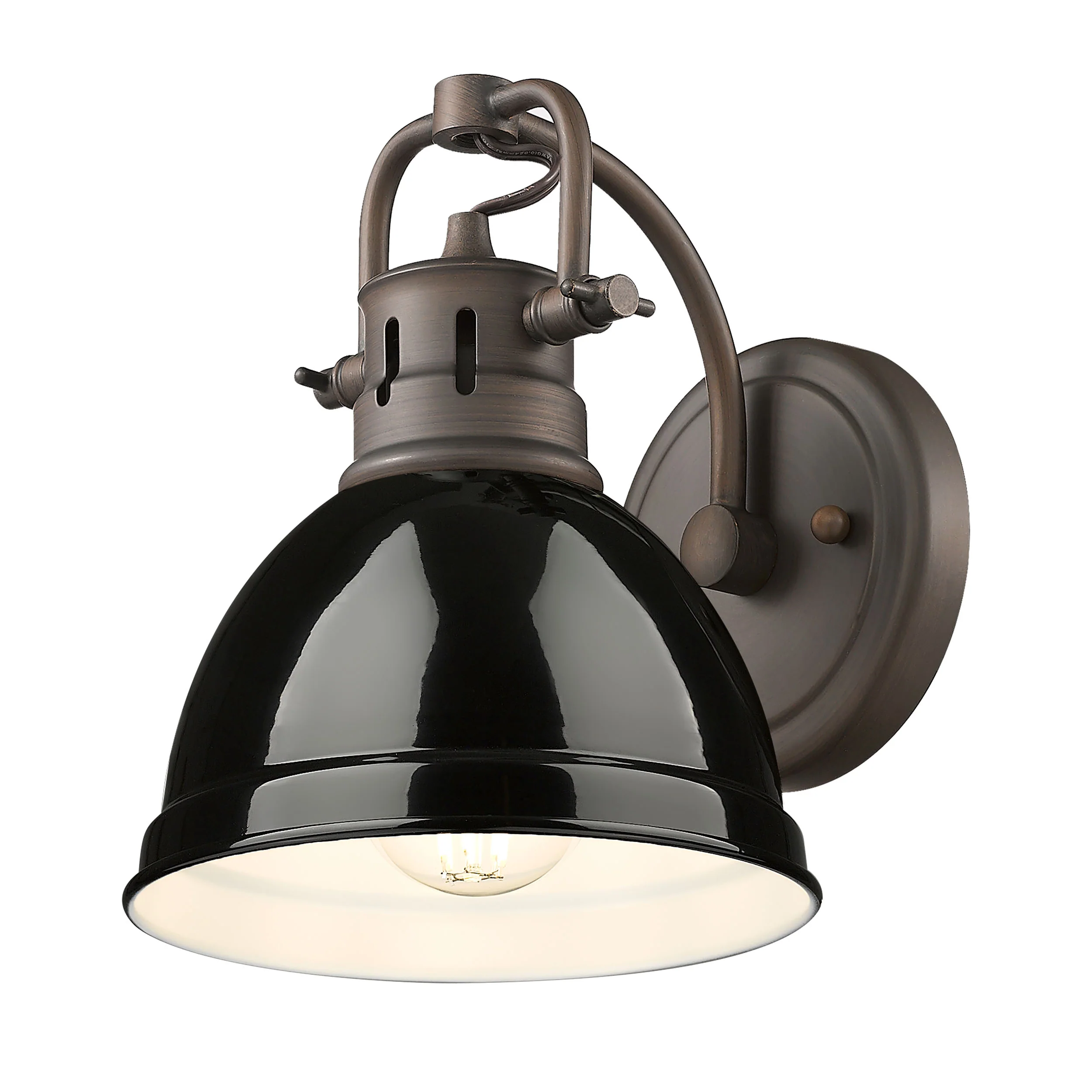 Duncan 1-light Vanity in Rubbed Bronze and Black shade