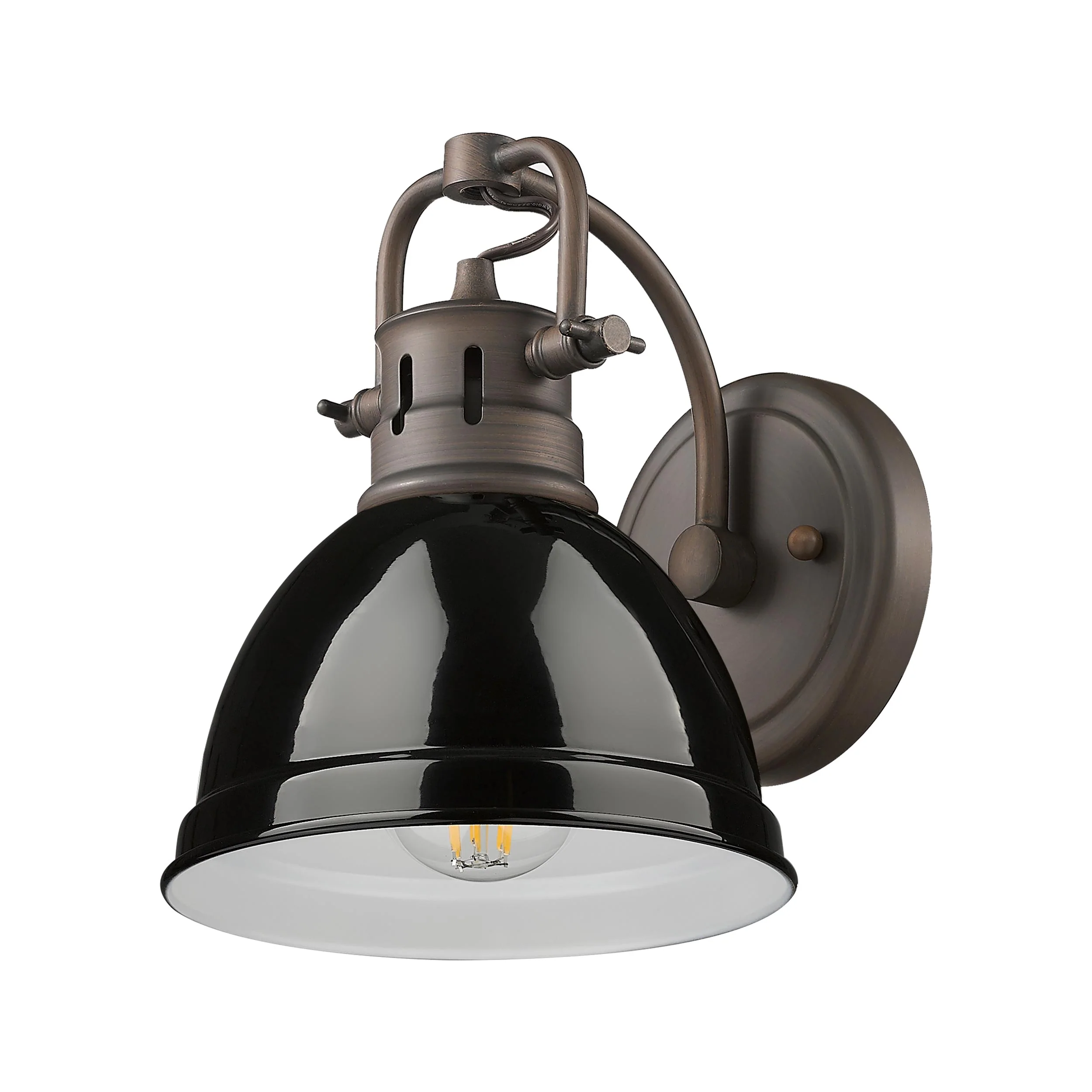 Duncan 1-light Vanity in Rubbed Bronze and Black shade - Image 3