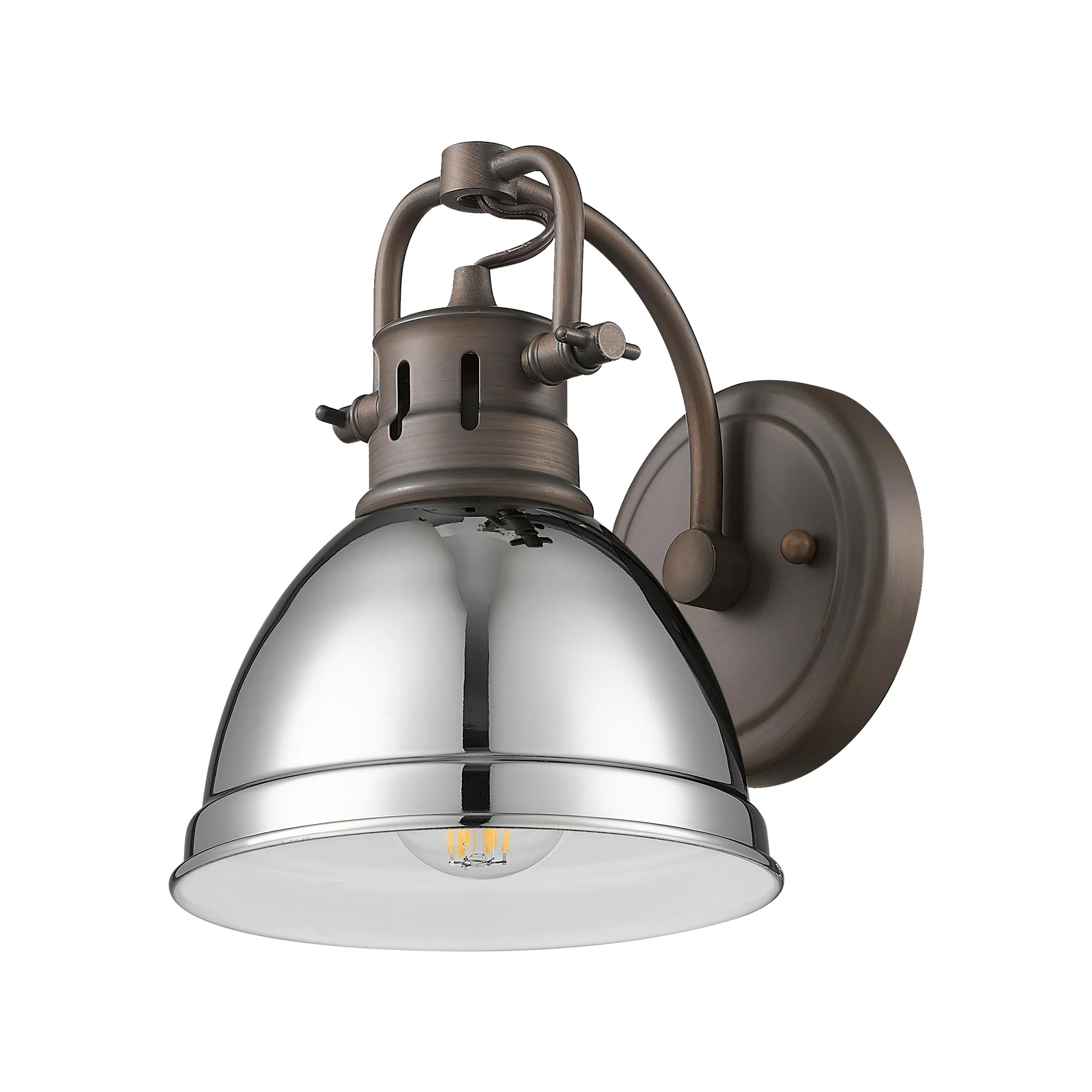 Duncan 1-light Vanity in Rubbed Bronze and Chrome shade - Image 3