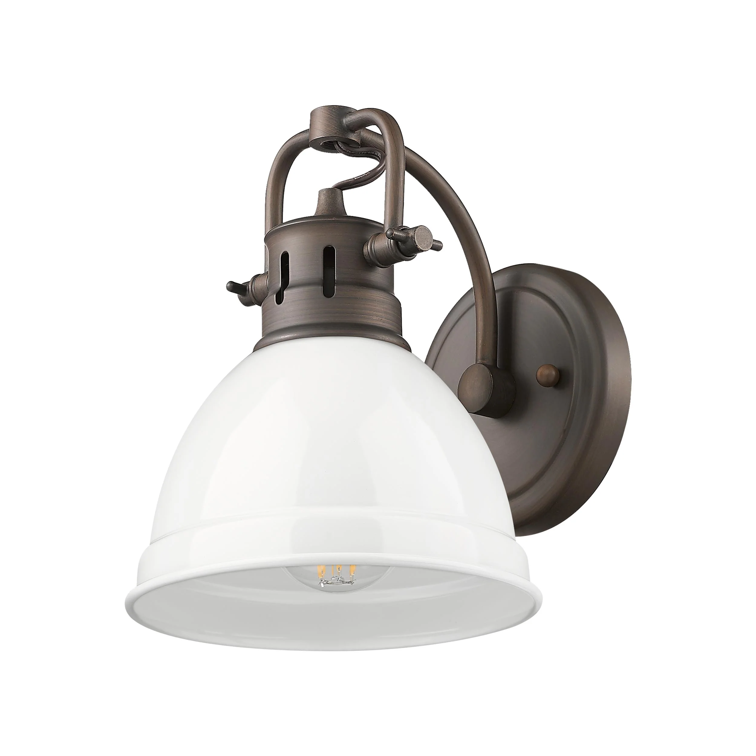 Duncan 1-light Vanity in Rubbed Bronze and White shade - Image 3