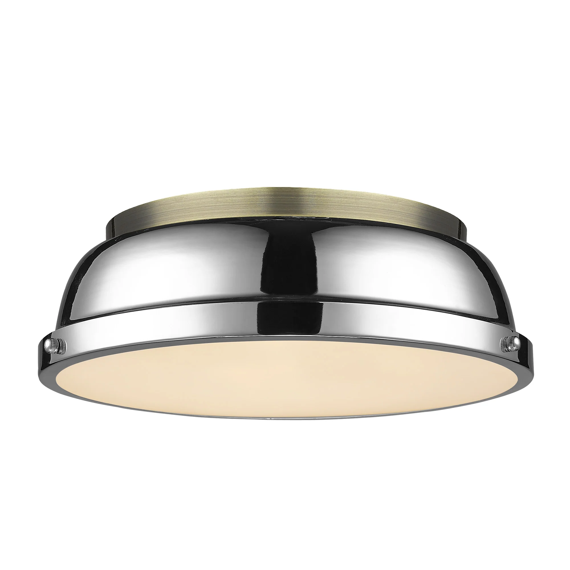 Duncan 2-light Flush Mount in Aged Brass and Chrome shade
