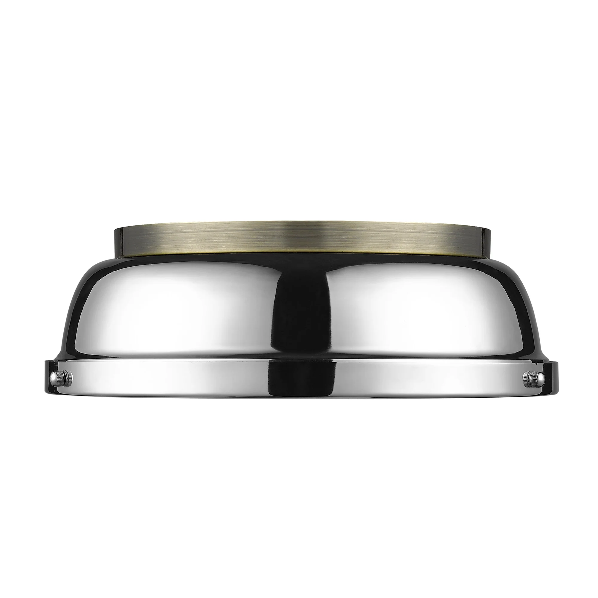 Duncan 2-light Flush Mount in Aged Brass and Chrome shade - Image 2