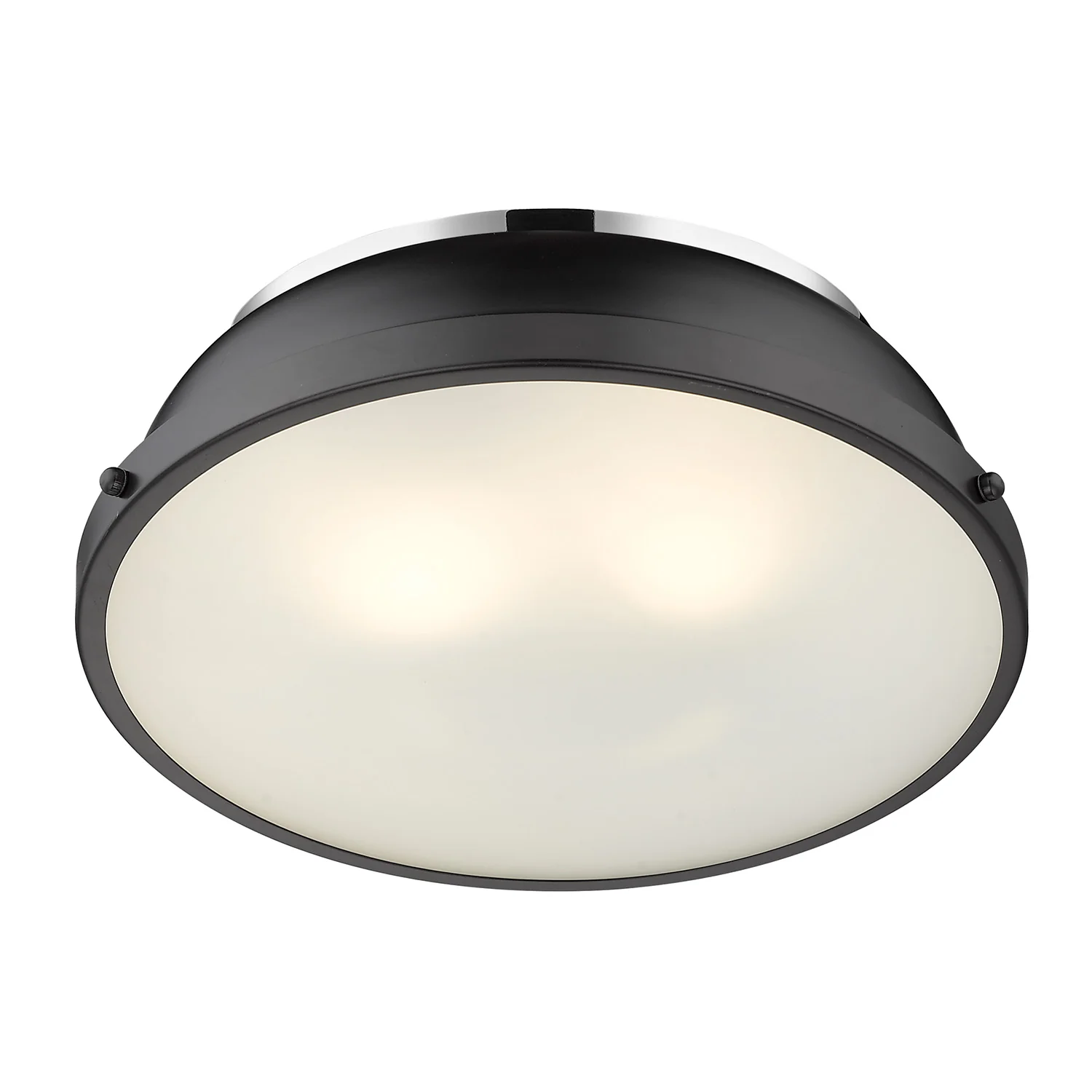 Duncan 2-light Flush Mount in Chrome and Matte Black shade - Image 2