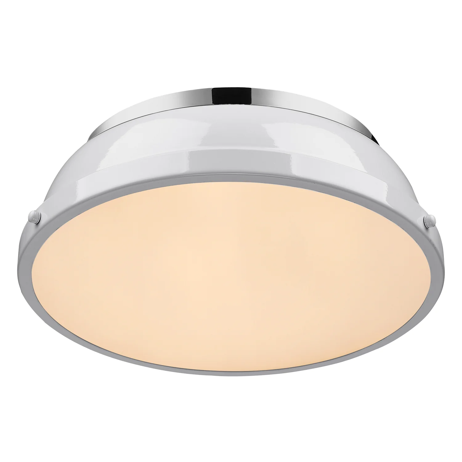 Duncan 2-light Flush Mount in Chrome and White shade - Image 2