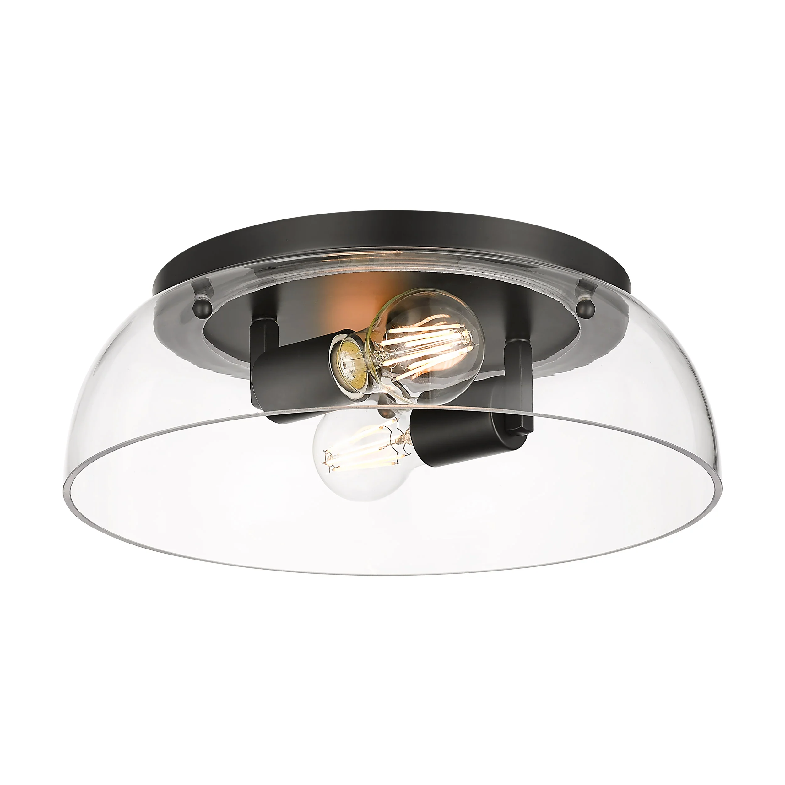 Duncan 2-light Flush Mount in Matte Black and Clear Glass