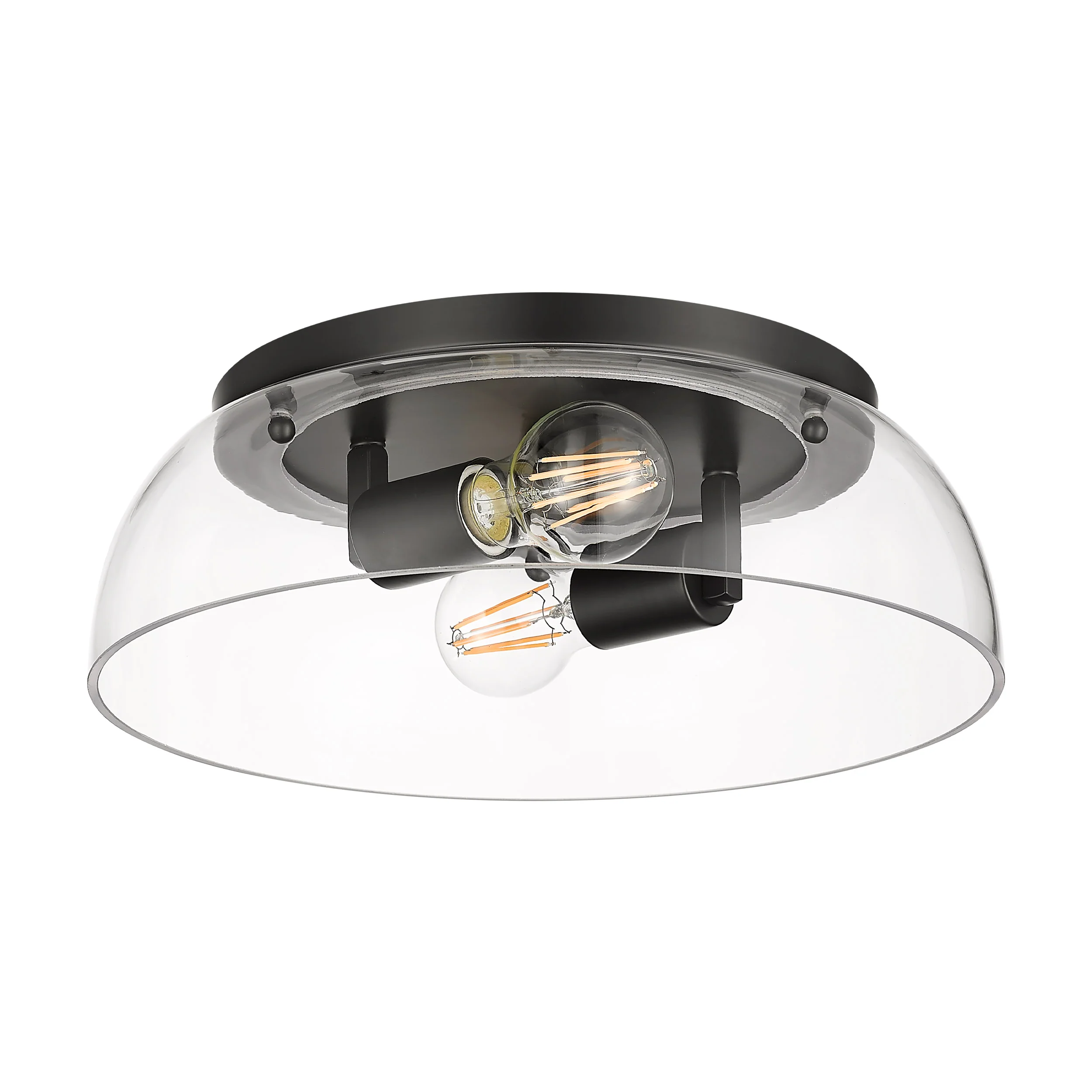 Duncan 2-light Flush Mount in Matte Black and Clear Glass - Image 2