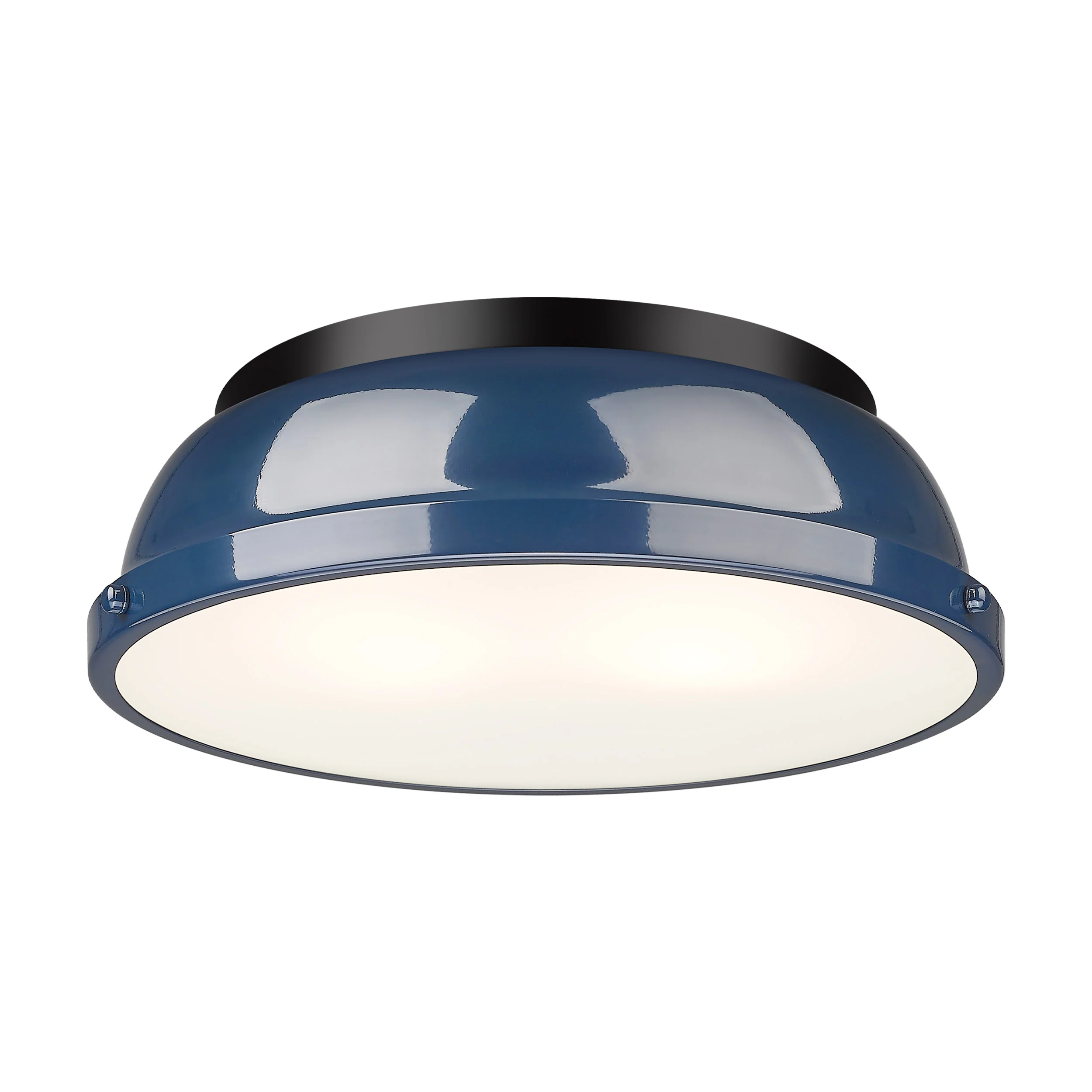 Duncan 2-light Flush Mount in Matte Black and Navy Blue shade