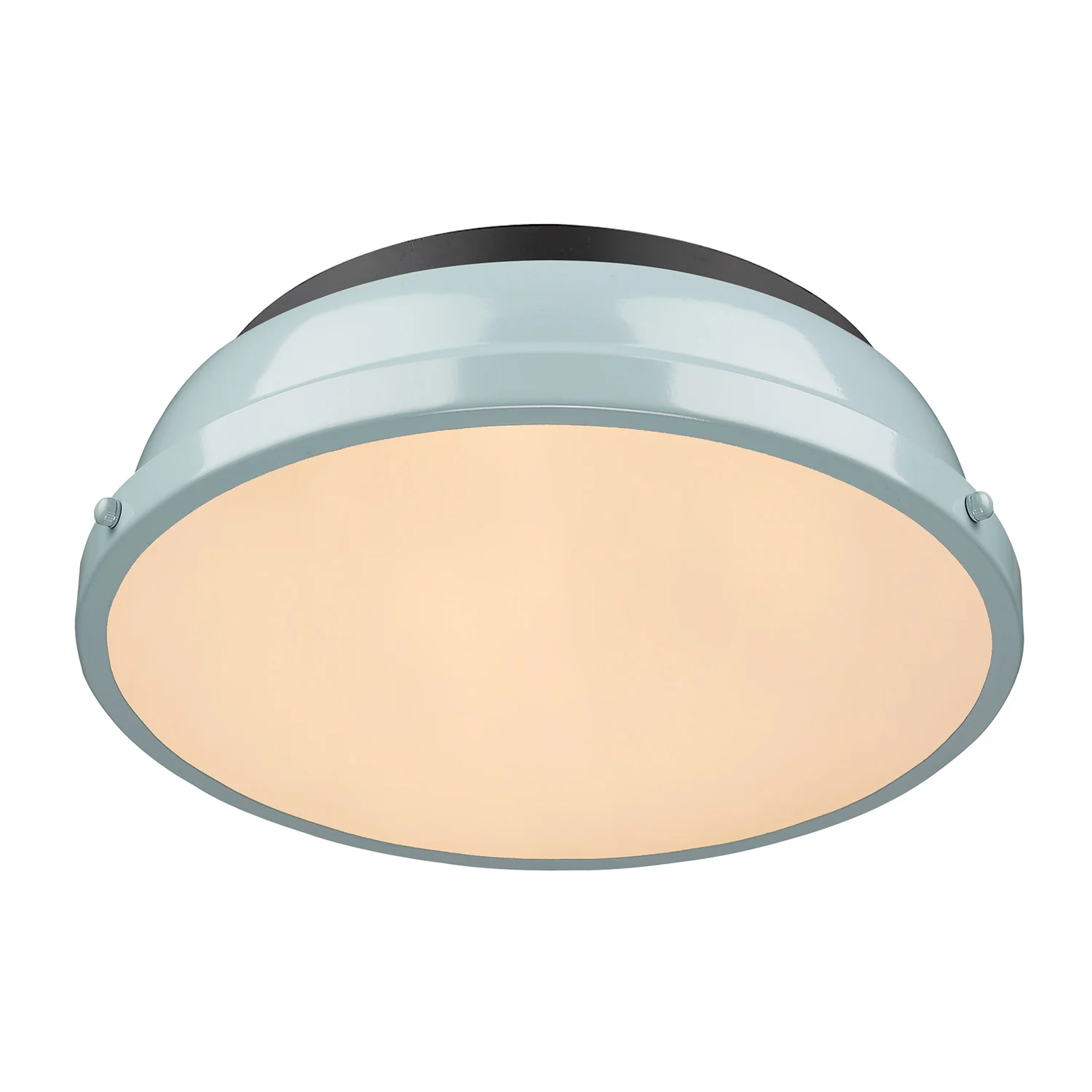 Duncan 2-light Flush Mount in Matte Black and Seafoam shade