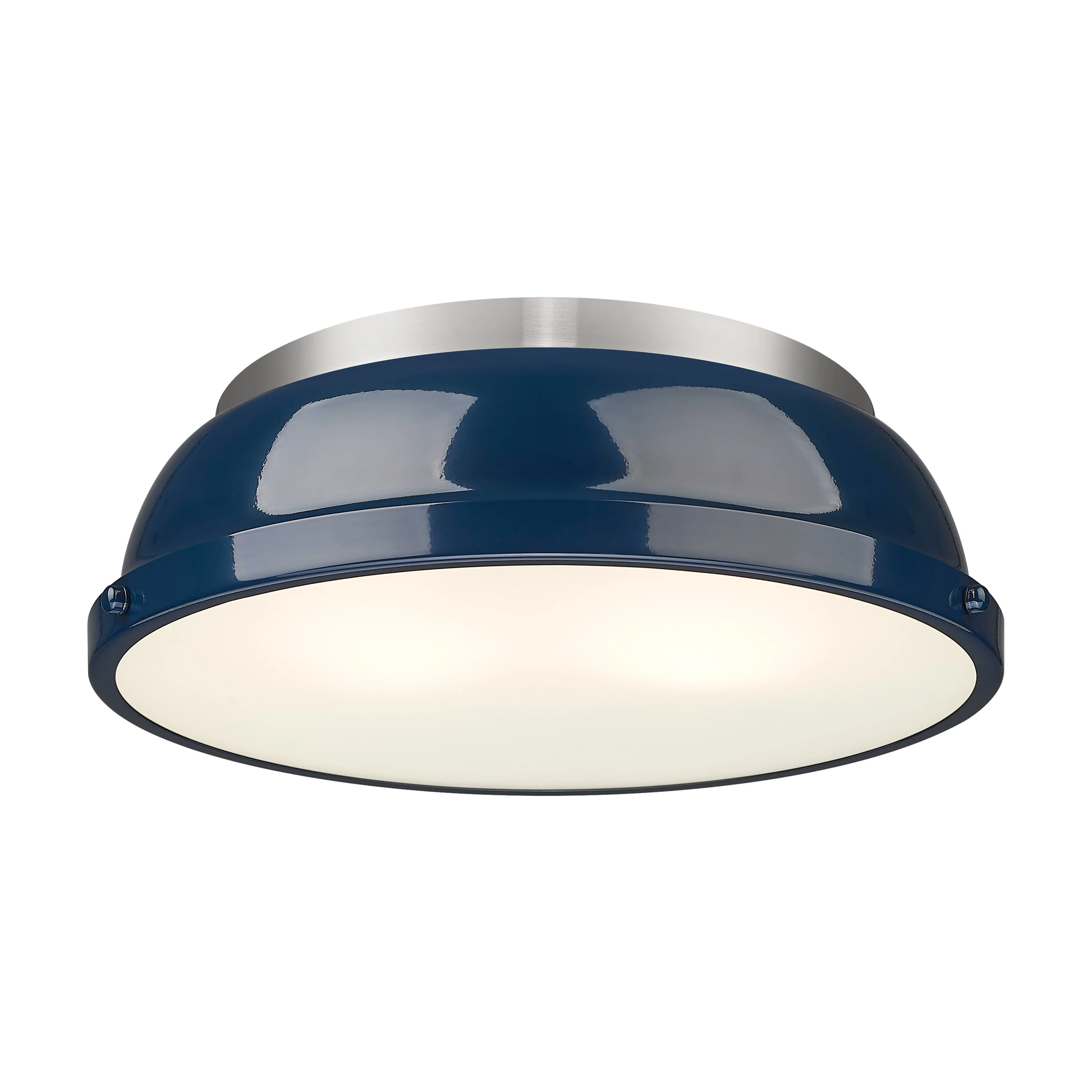 Duncan 2-light Flush Mount in Pewter and Navy Blue shade