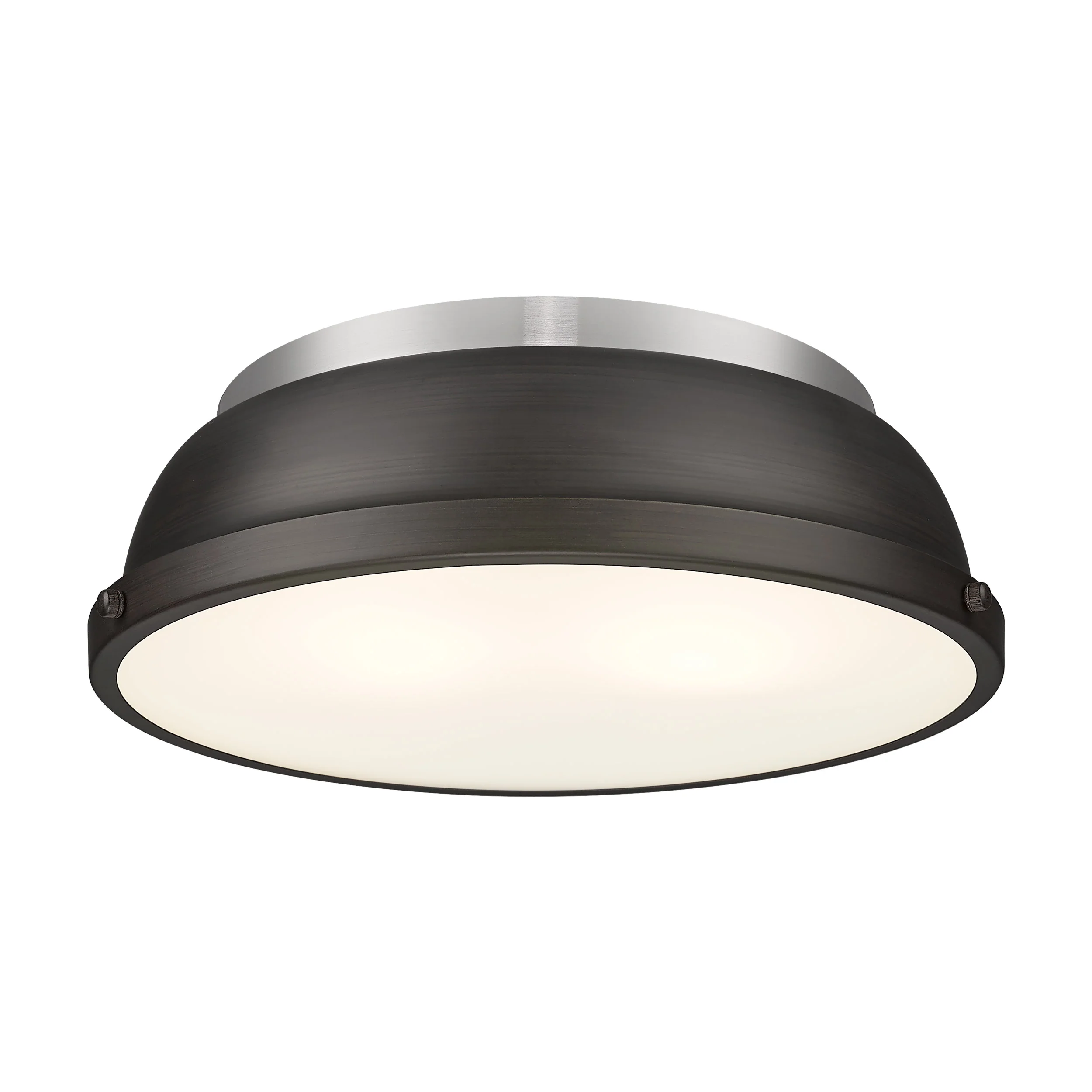 Duncan 2-light Flush Mount in Pewter and Rubbed Bronze shade