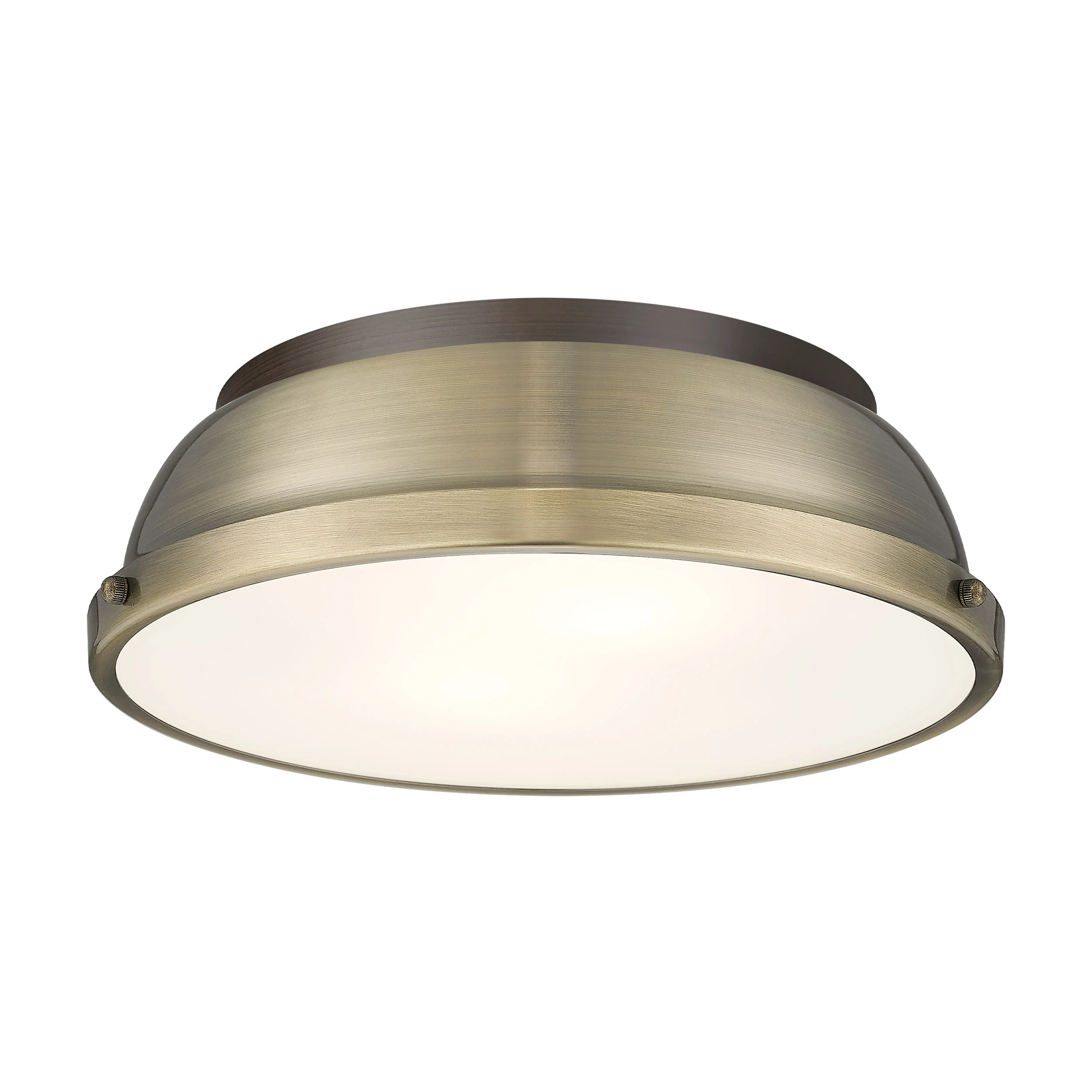 Duncan 2-light Flush Mount in Rubbed Bronze and Aged Brass shade