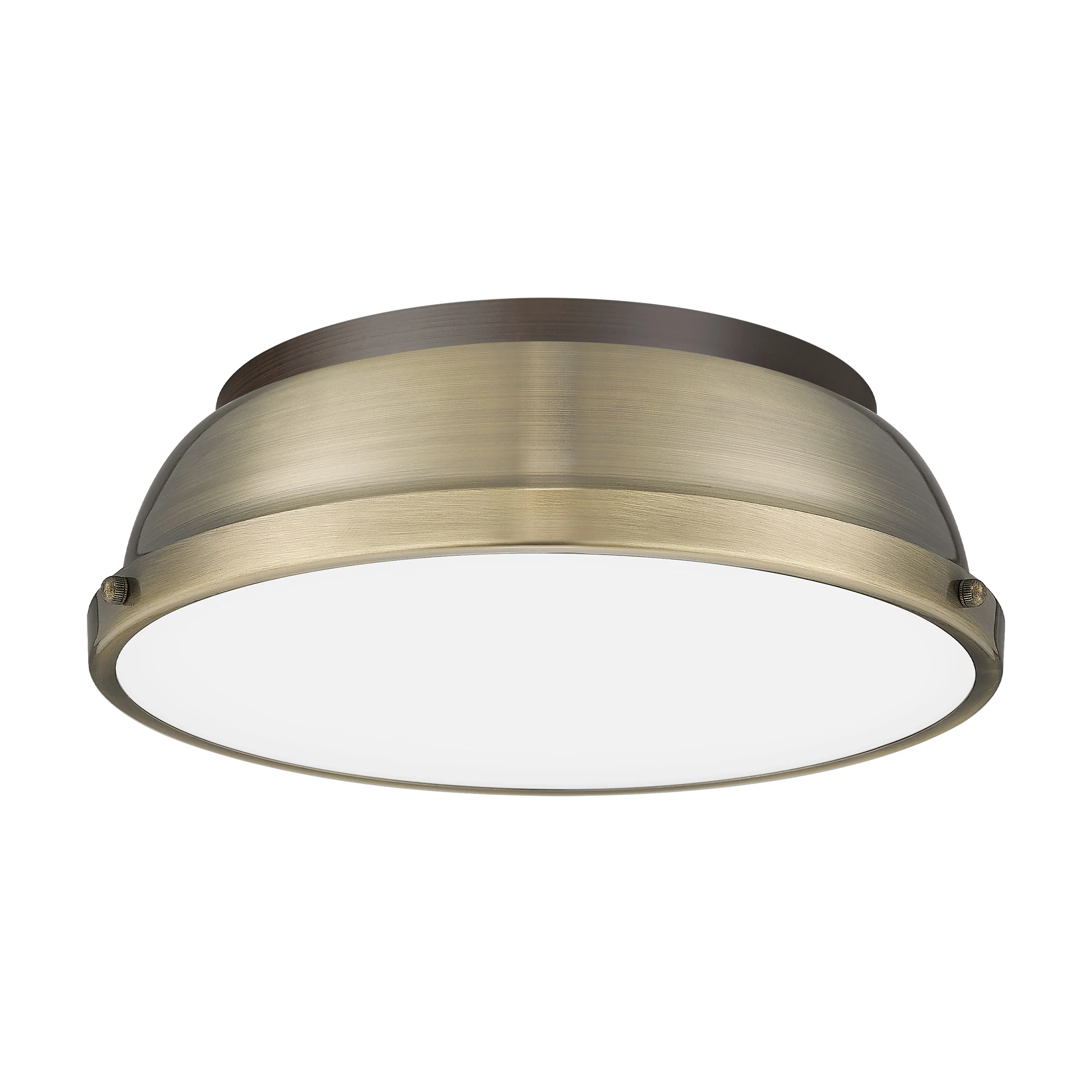Duncan 2-light Flush Mount in Rubbed Bronze and Aged Brass shade - Image 2